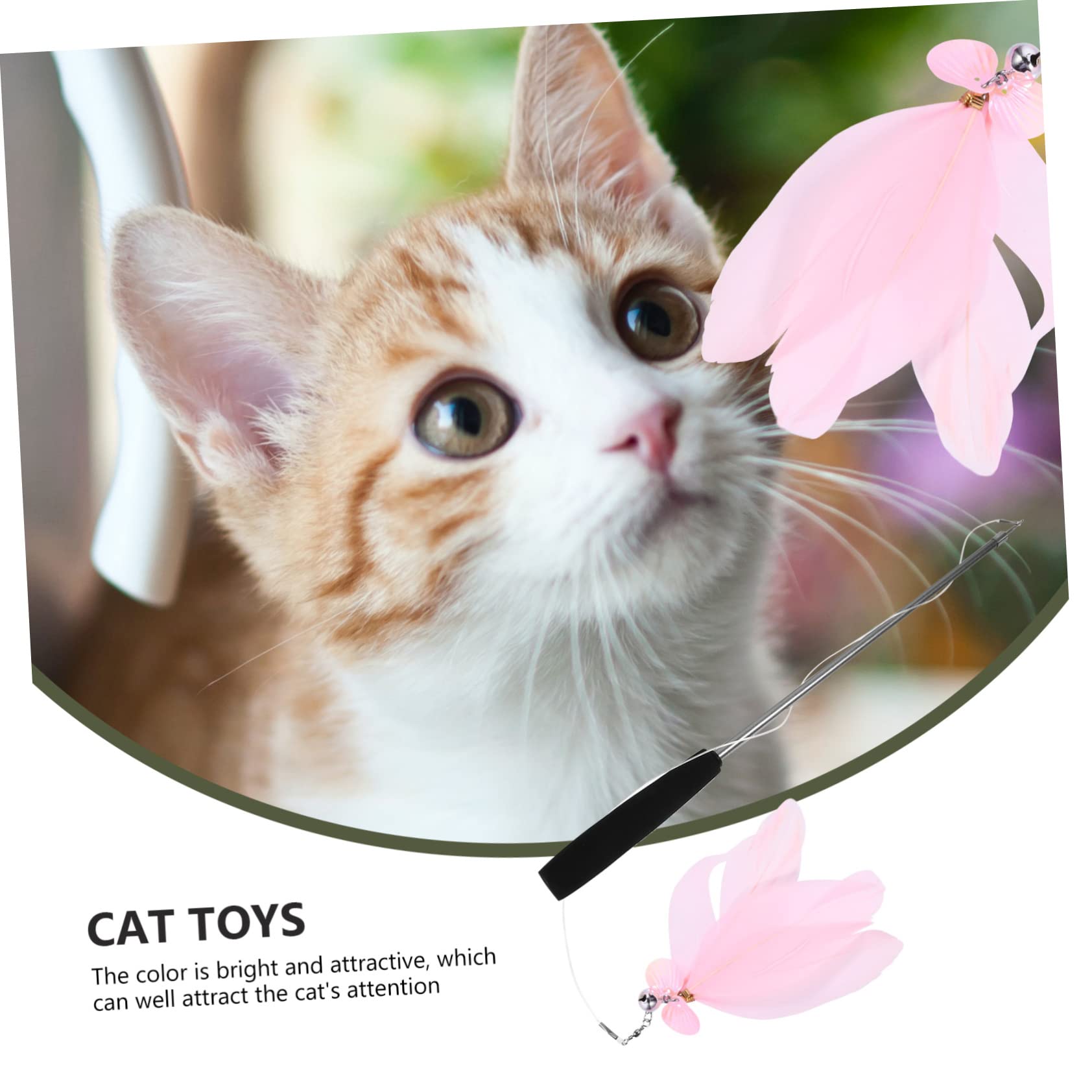 Happyyami 3stücke Interaktives Katzenangel-Spielzeug Mit Ersatzfedern Teilige Teleskop-Stange Für Katzenunterhaltung Gewichtsreduktion Und Gesundes Spielen