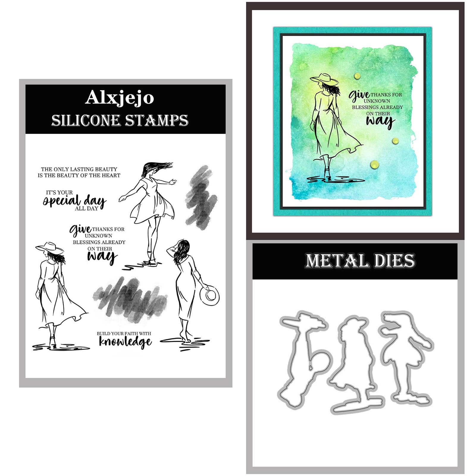Alxjejo Cutting Dies and Stamps Set 2024-2025-2026,Stamps and die for Card Making for DIY Birthdays, Thanksgiving Day, Valentine's Day, Scrapbooking, Art Craft, Festivals Greeting Card Album