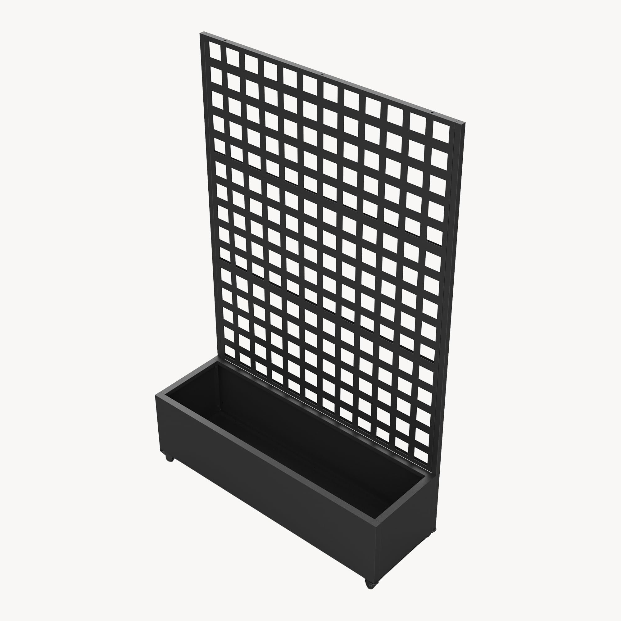 casa.pro Fioriera con Spalliera Portapiante Mobile con Pannello Grigliato Graticolato Parete Divisorio a 4 Rotelle da Interno e Esterno Separatore da Terrazza 190 x 82 x 38 cm Acciaio - Nero