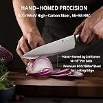 Kangdelun 15-Piece Ultra Sharp Kitchen Knife Set, 50Cr15MoV High-Carbon Steel Blades, Torrefied Wood Handles, Ergonomic Design, Space-Saving Black Wood Block, Easy Hand Wash, Gift Box