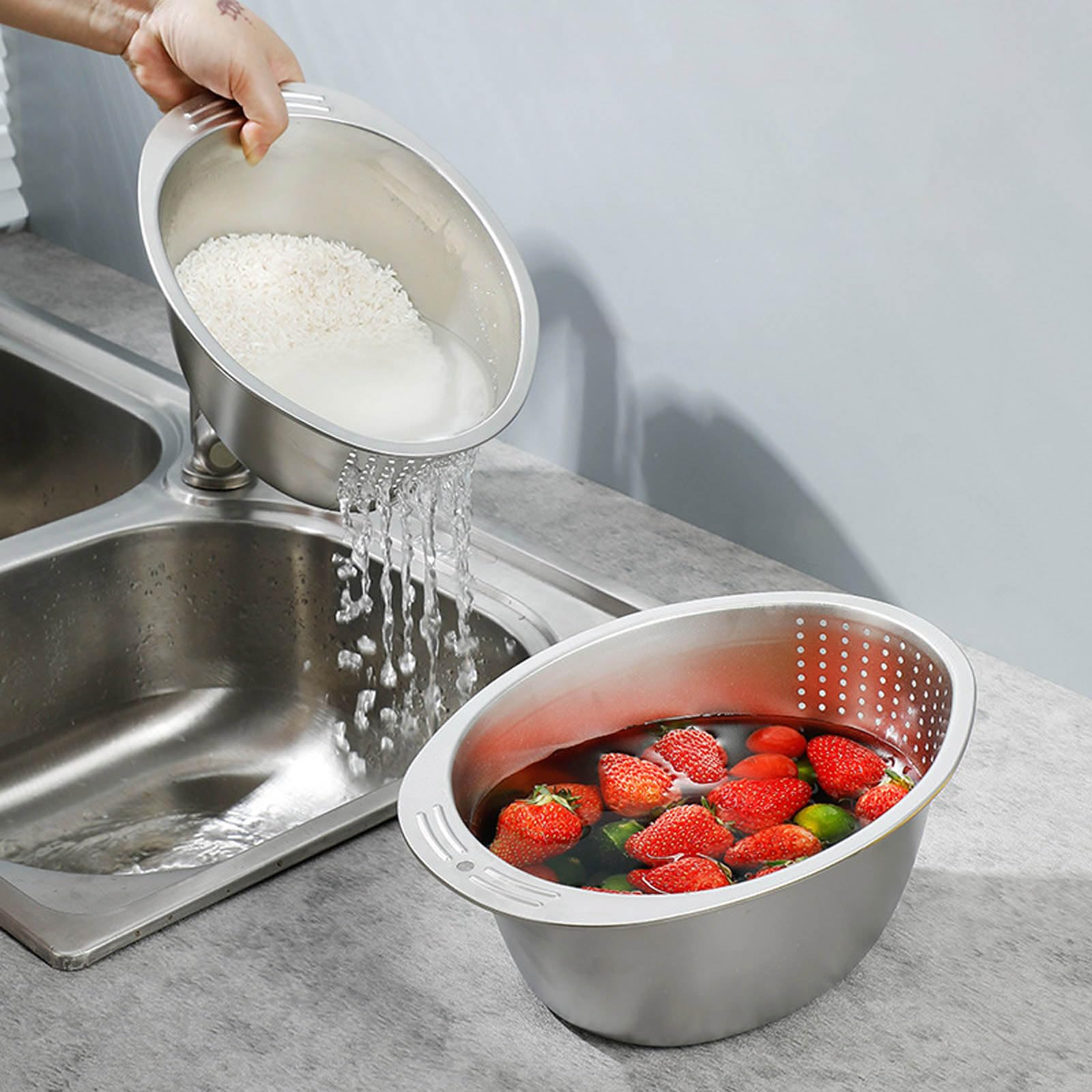 ciotola-acciaio-inox-cucina-scolapasta-per-il-riso-colino-riso-in