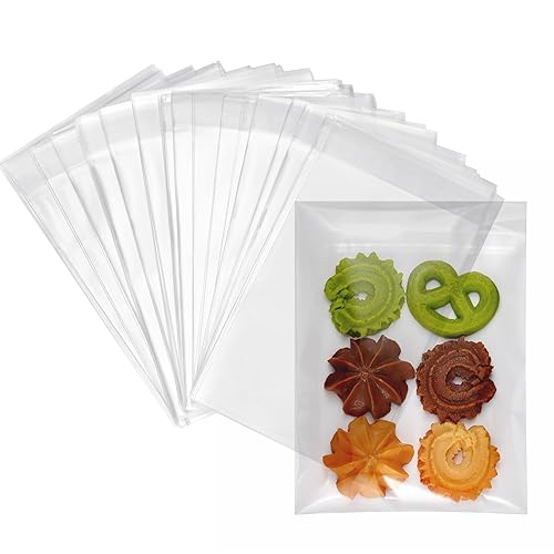 Miniatura 13 de 200 bolsas transparentes de celofán para panadería autosellables de 3x5-1.4 mils de grosor, bolsas pequeñas de plástico adhesivo OPP para galletas