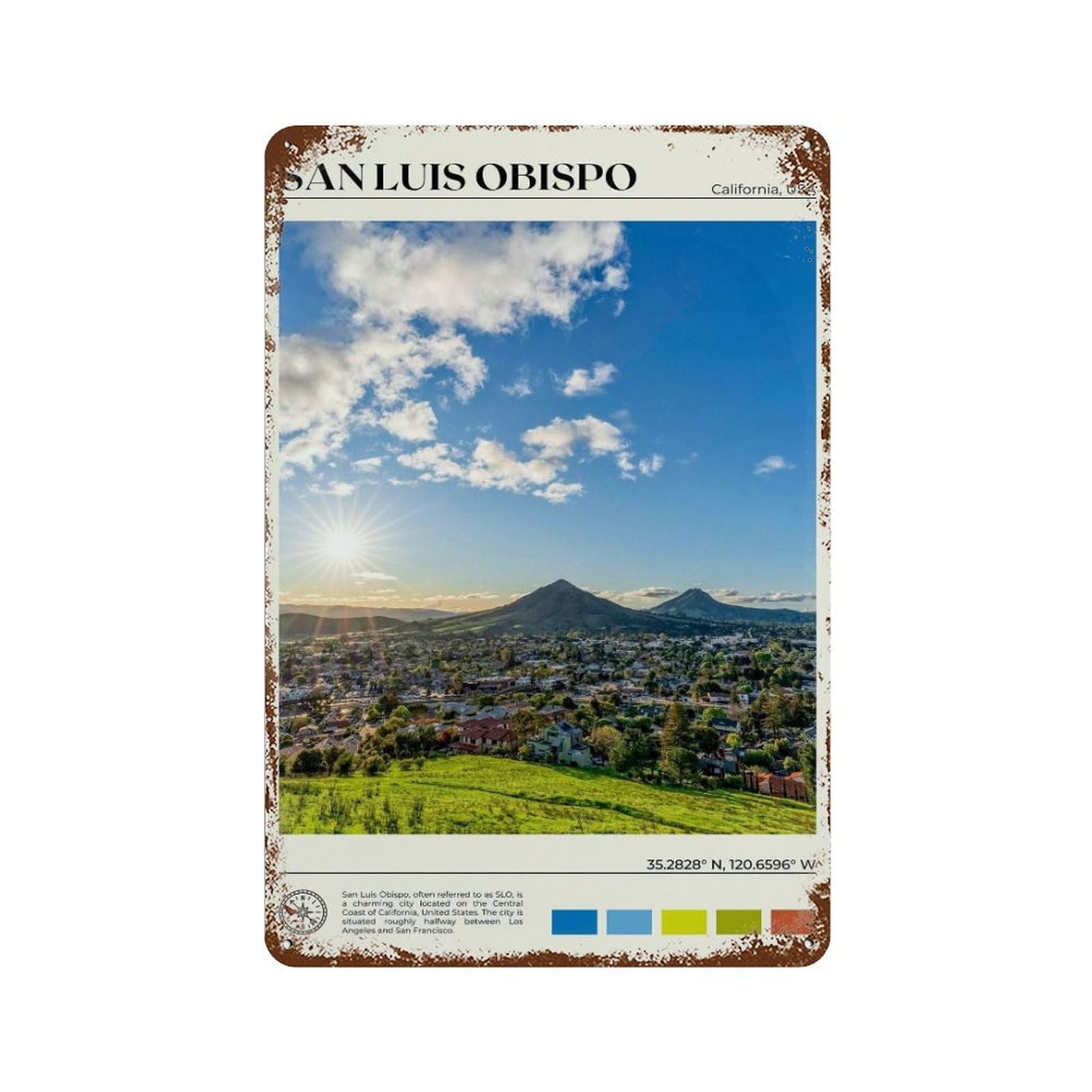 xiaoxiaoshen Real Photo San Luis Obispo California Wall Decor Art Metal Tin Poster Modern Home Decor Art Home Bar Shop Decorations Vintage Sign 30x20cm