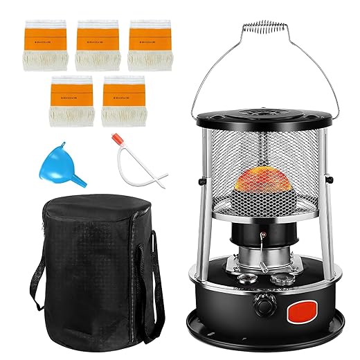 Kerosene Heater, 2 in 1 portable kerosene heaters, non-electric indoor/outdoor heater, Height Adjustable Kerosenes Stove, for indoor & outdoor non-electric 9000 btu kerosene stove - Black