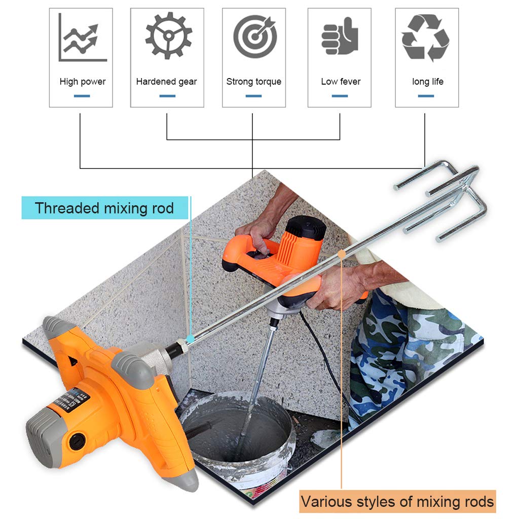Hormigonera eléctrica, 2520 W, ajustable, 6 velocidades, herramienta de cemento manual para mezclar mortero, lechada y yeso