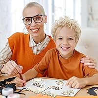 Vista 5 de COCHIE Bricolaje 3D de murciélagos de Halloween para pintar, rebanadas de madera sin terminar pintables para manualidades, recortes de murciélagos