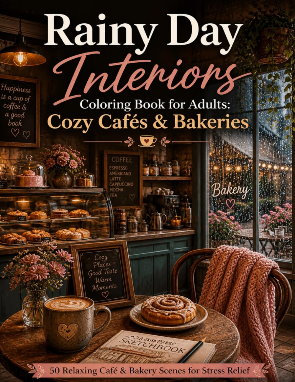 Cozy Café Coloring Book for Adults: 50 Rainy Coffee Shop & Bakery Interiors for Relaxation and Stress Relief (Rainy Day Interiors)