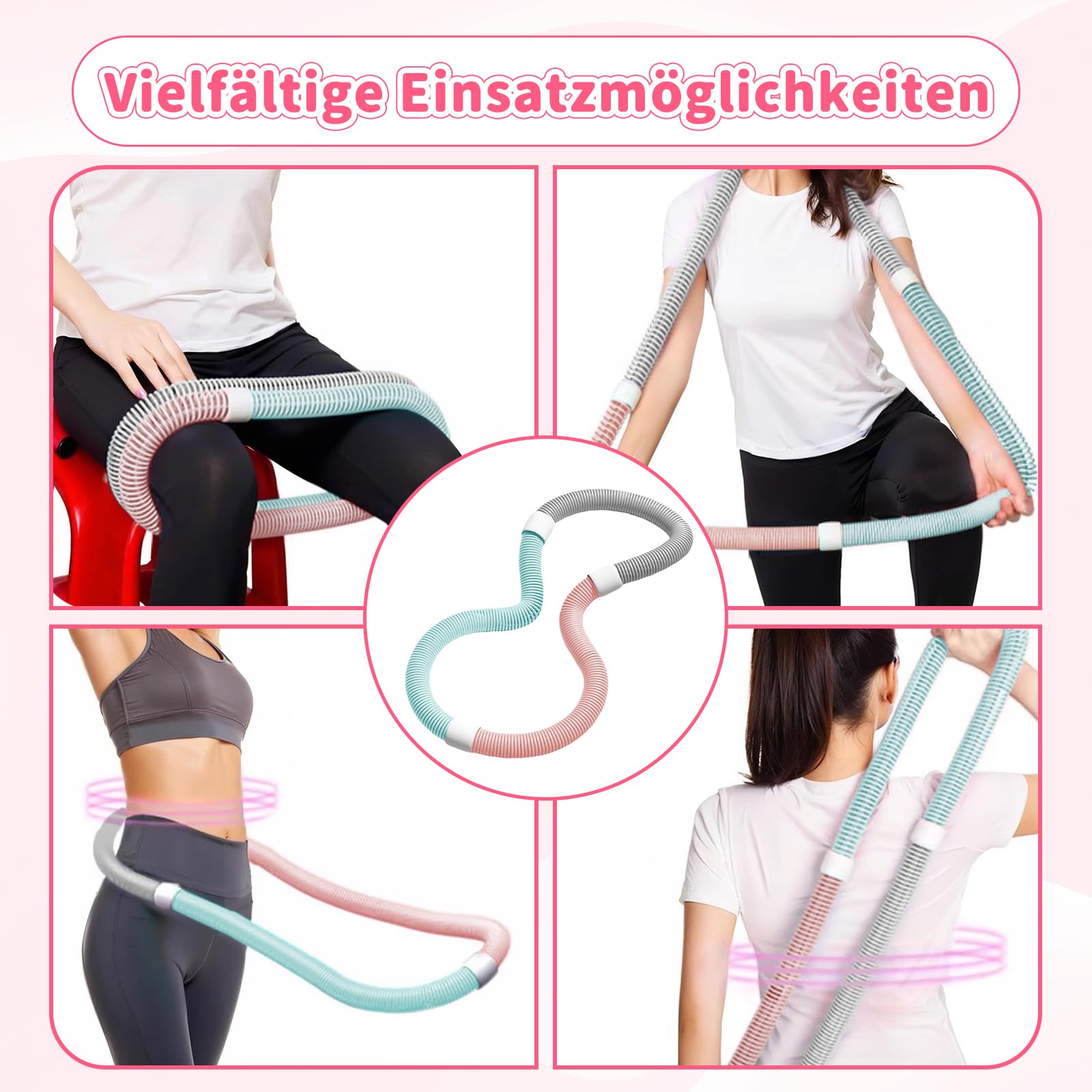 Harilla Sports Hula Hoop für Erwachsene, Fitness-Reifen mit Gewicht zur Gewichtsreduktion und Massageeffekt, weicher Fitness-Reifen, faltbarer PVC-Hula Hoop für Bauchmuskeltraining, Fettverbrennung