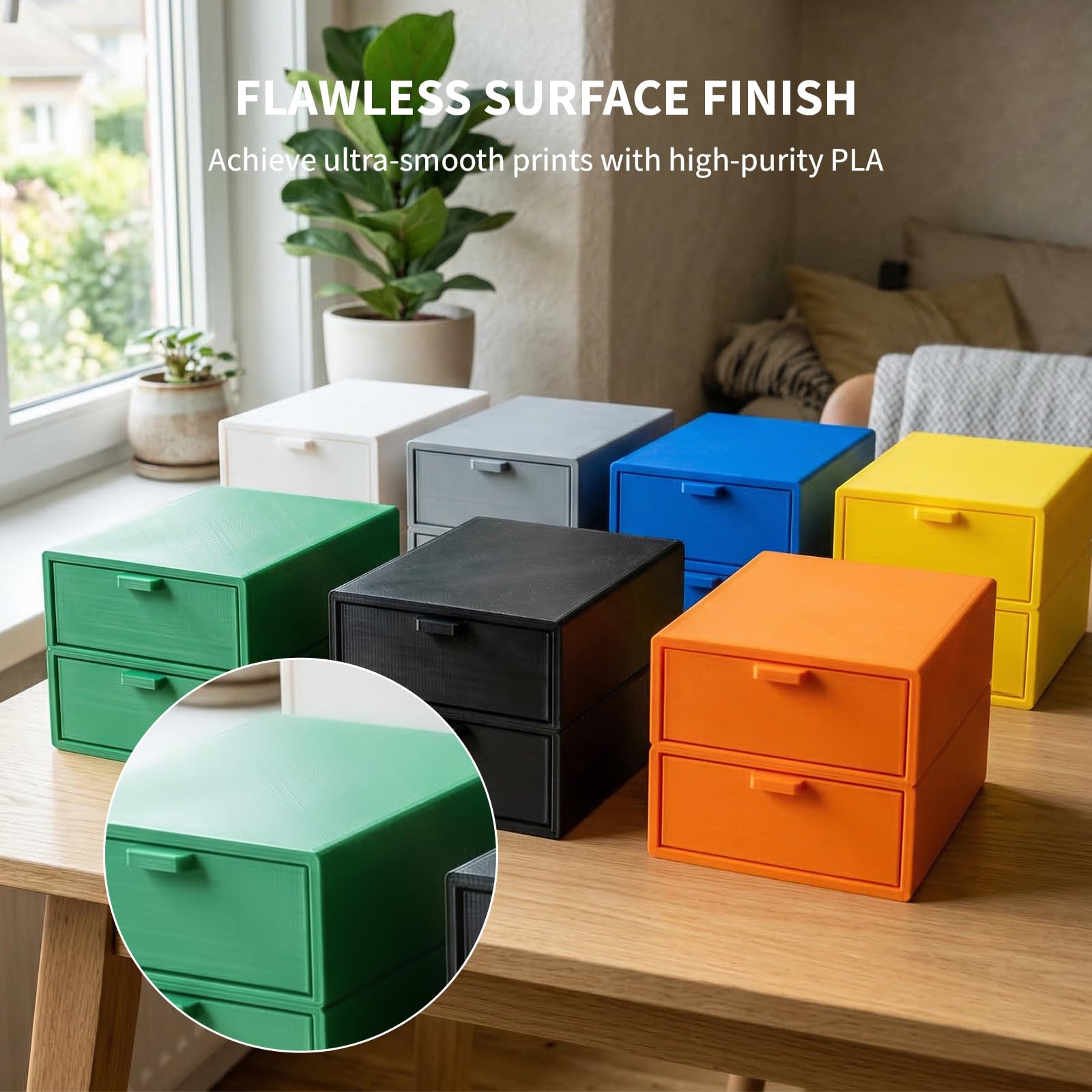 JAYO Filament PLA 1,75 mm, 4,4 kg, Zestaw filamentów PLA do drukarki 3D, 1,1 kg na szpulę, 4 szpule, wielokolorowy, do większości drukarek 3D FDM (czerwony, niebieski, żółty, pomarańczowy)