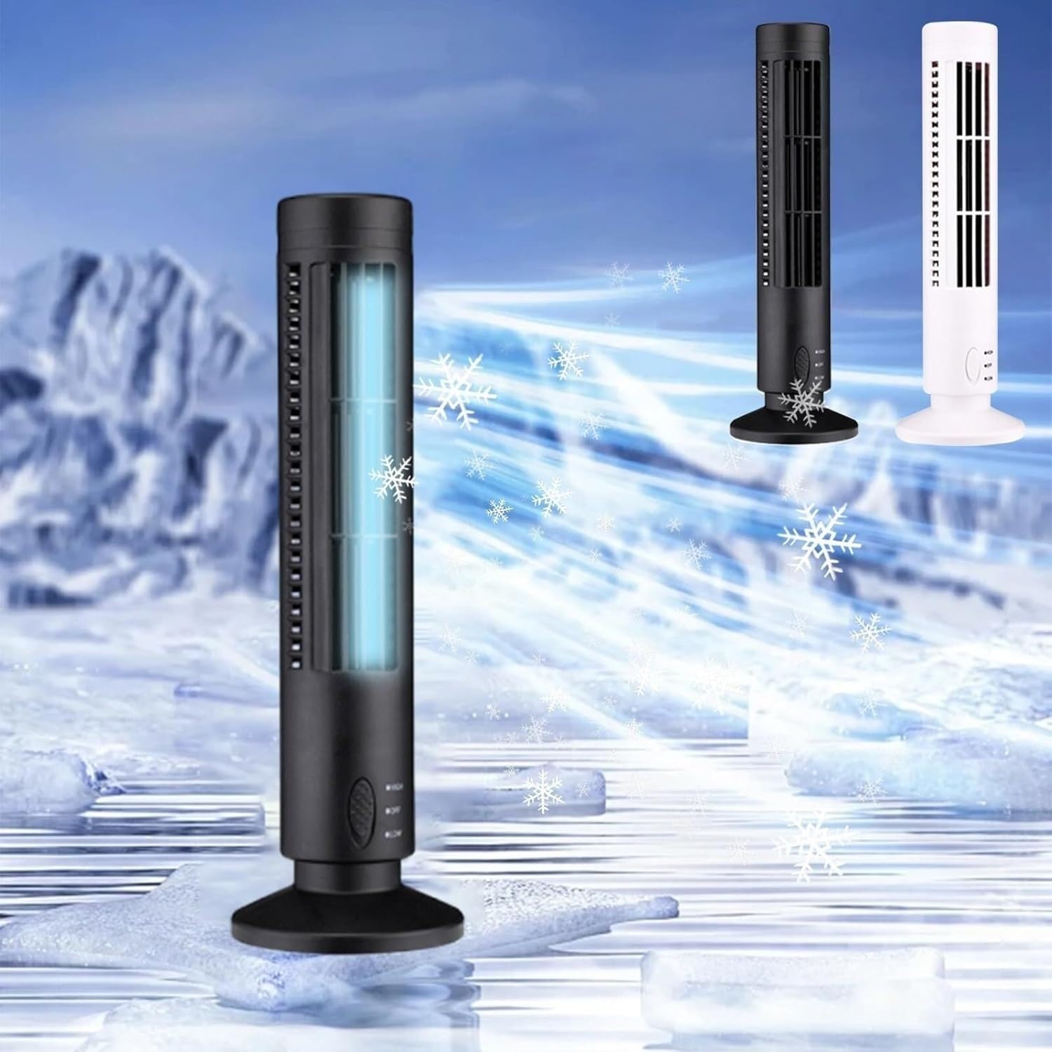Bladeless Tower Fan, Silent Electric Cooling Fan, 90° Oscillating 3 Levels Adjustable Desktop Bladeless Fan, Professional Efficient Quiet for Bedroom Home Office Desktop (Black)