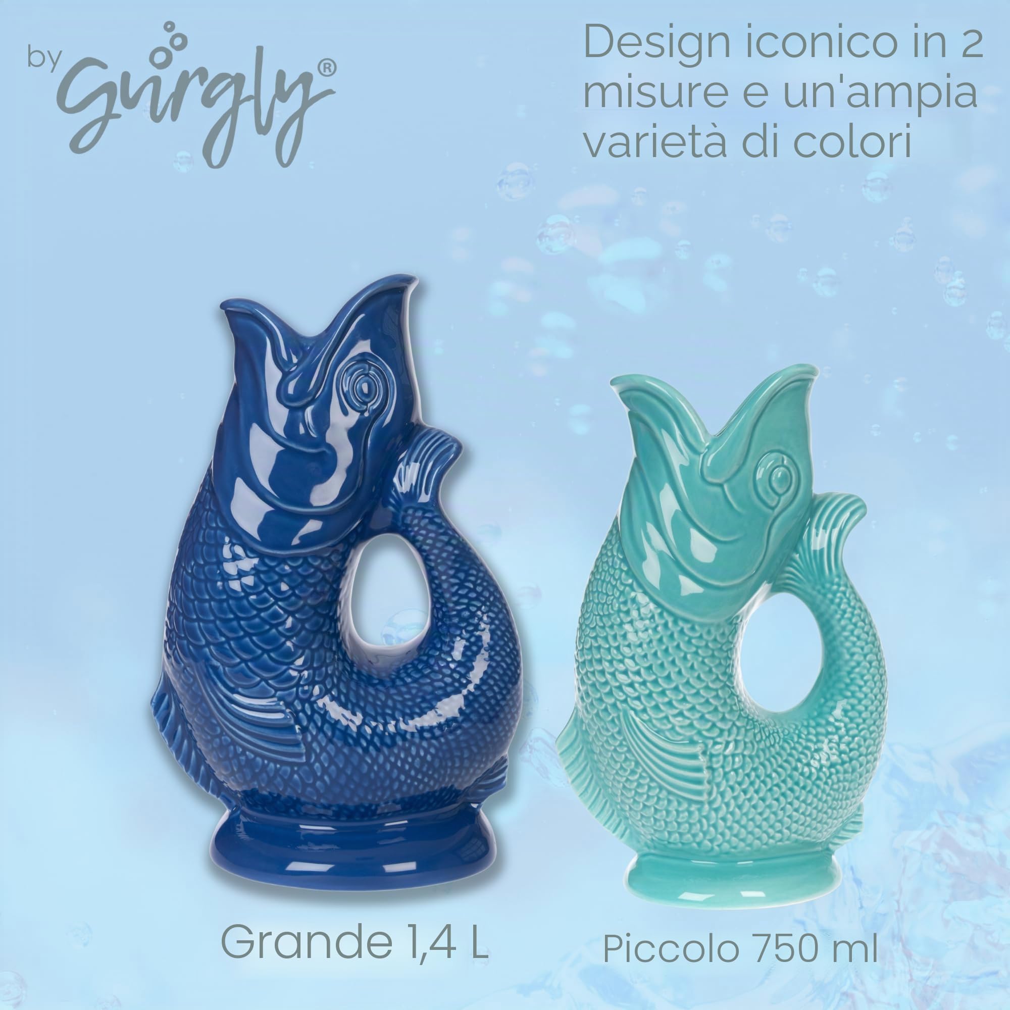 Iconic Aqua Glug Jug Grand 28 cm 1,4 L - Brocca d'acqua per pesce, vaso decorativo per pesci ornamento caraffa