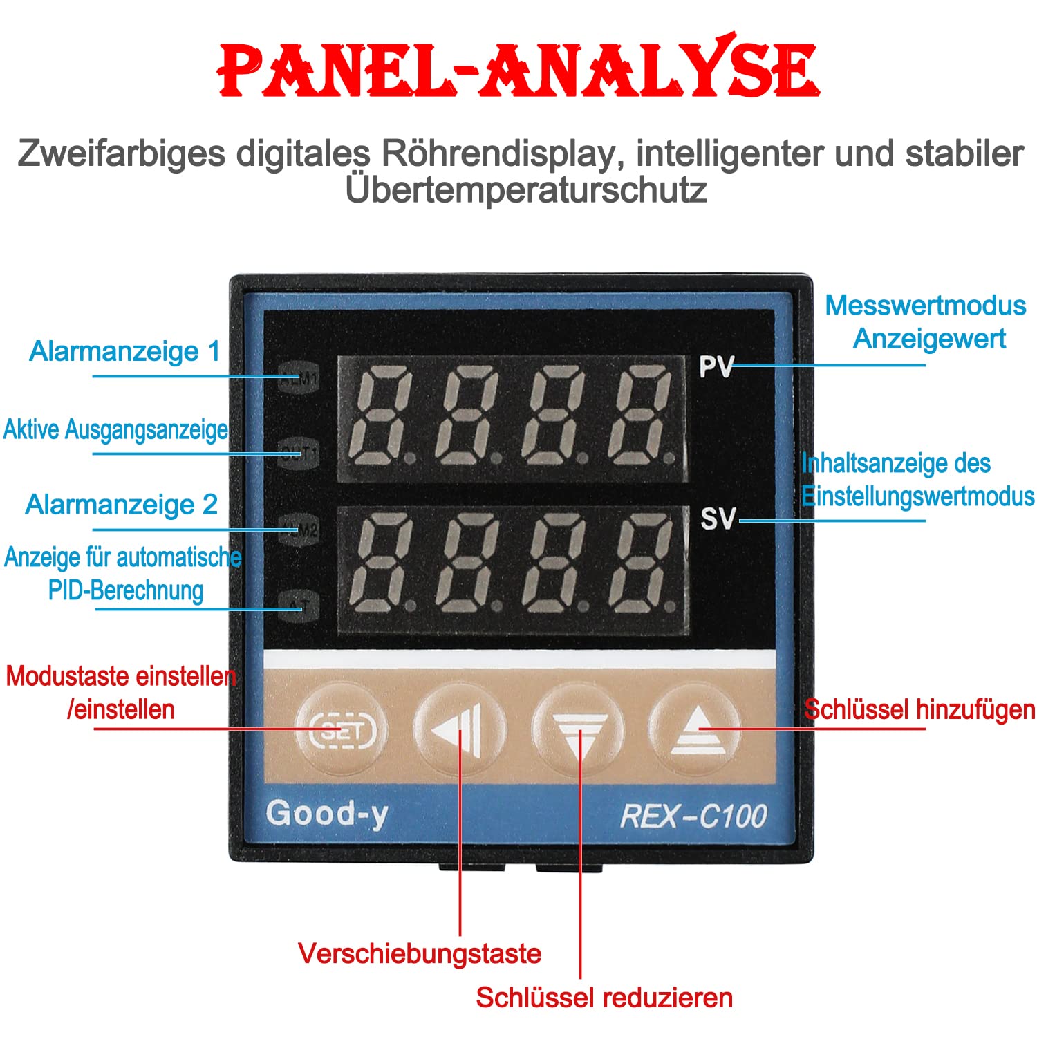 Digital Temperaturregler Kit REX-C100 LED PID-Temperaturregle Thermostat mit K-Typ Thermoelement Sensoreingangsrelais SSR-Ausgang (0-400 ℃)