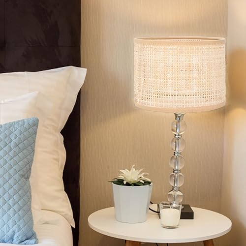 Miniatura 3 de FOTABPYTI Pantalla de ratán, pantalla tejida de repuesto cuadrada de malla para lámpara de mesa E27 E14