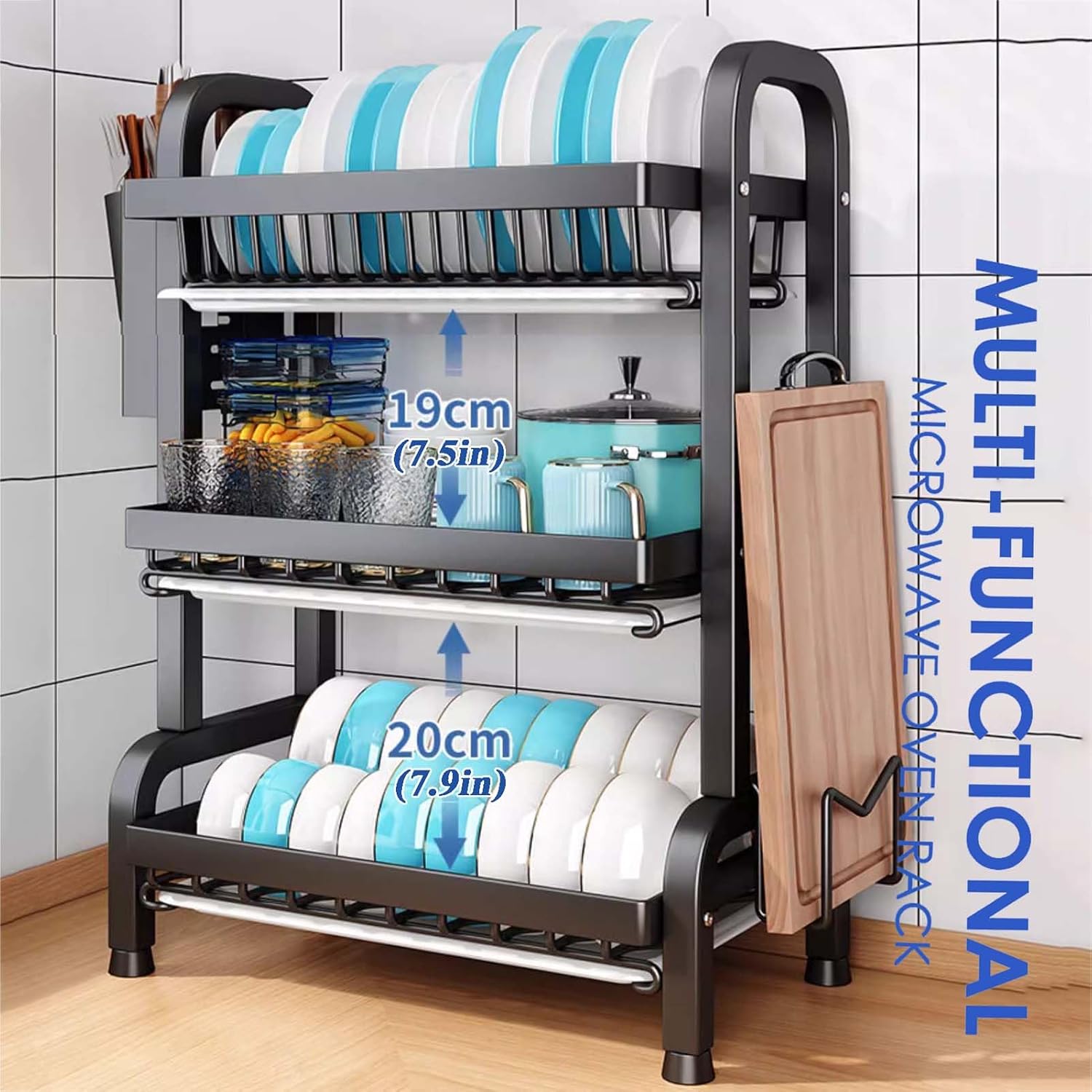 YSUEFIJO Bakers Rack with Storage, Industrial Microwave Oven Stand, Kitchen Utility Storage Shelf, Storage Shelf with Mesh Panels, Coffee Bar Station, for Kitchen Living Room