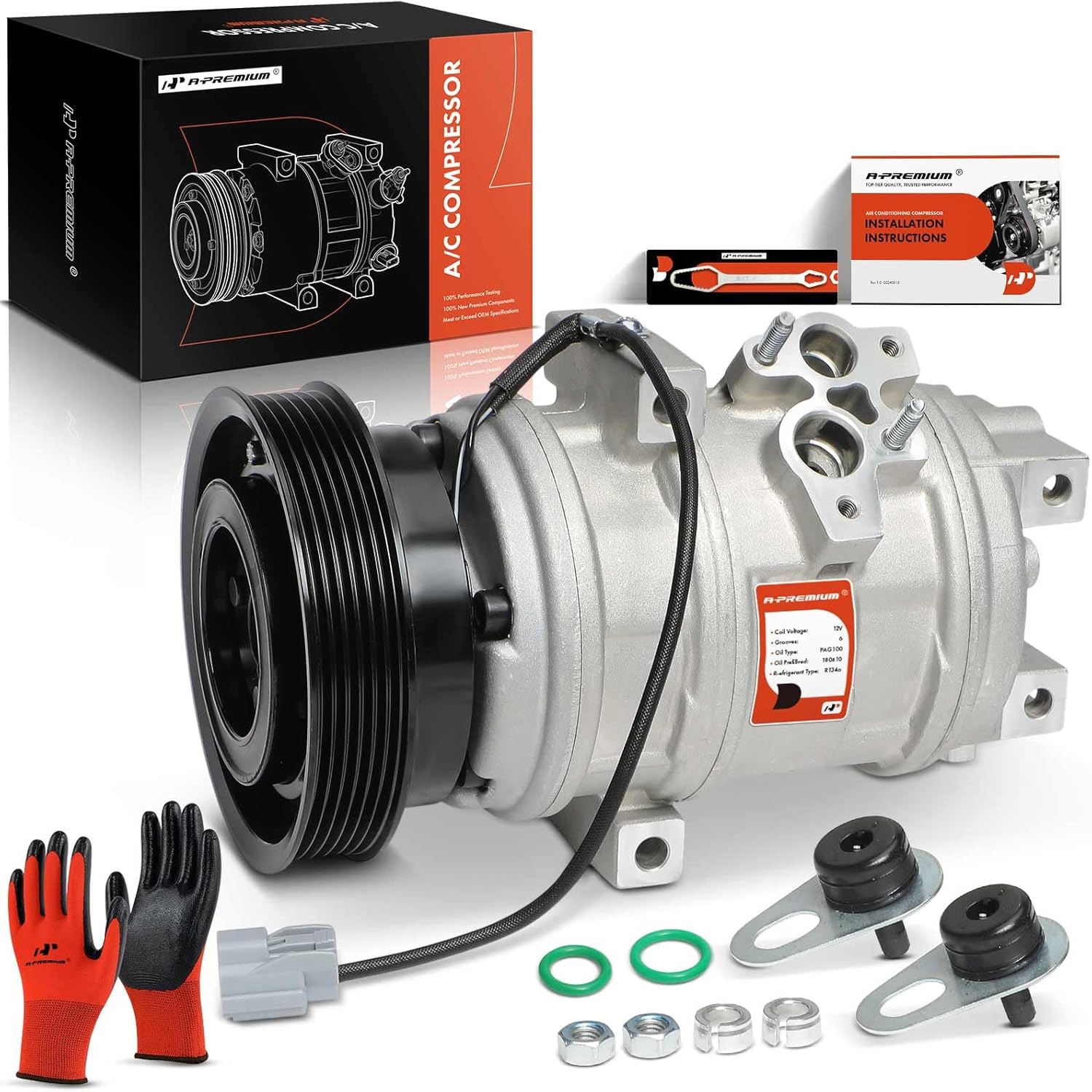 A-Premium A/C Compressor with Clutch Compatible with Honda Accord 3.0L 2001-2002, Acura TL 3.2L1999-2003, CL 3.2L 2001-2003