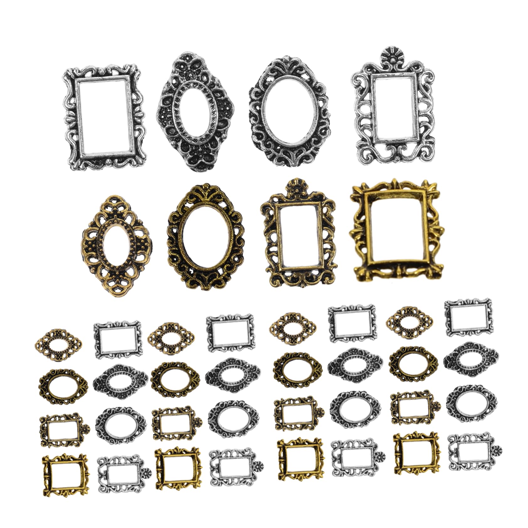 FRCOLOR 40 Pcs Vintage Metal Nail Art Photo Frame Decals Mini Landscape Decor for Women