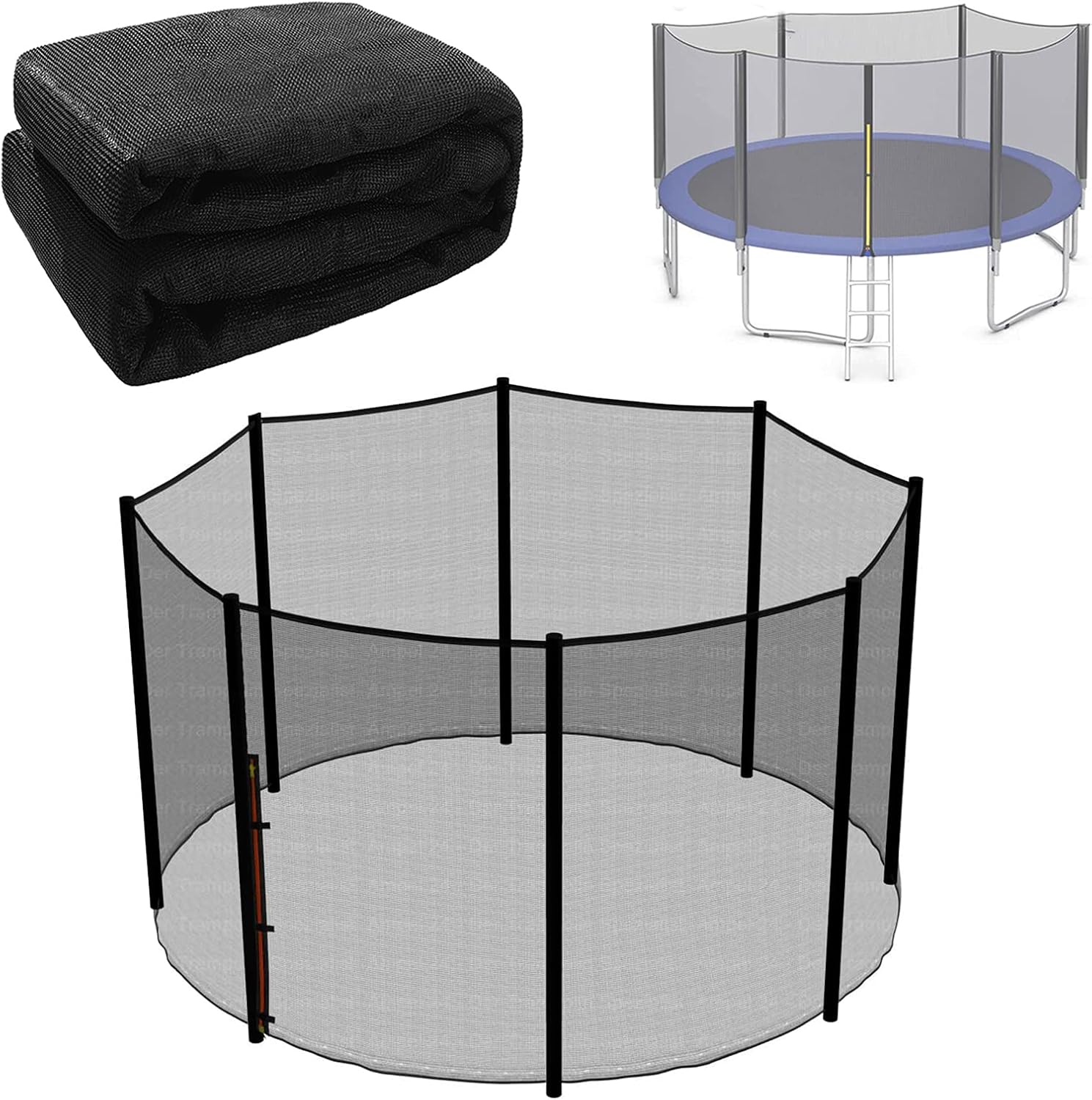 Hmpet Red De Repuestos Camas Elásticas 183/6 Polos,Red De Seguridad para Cama Elástica De Jardín con Cierre por Cremallera Y Clips