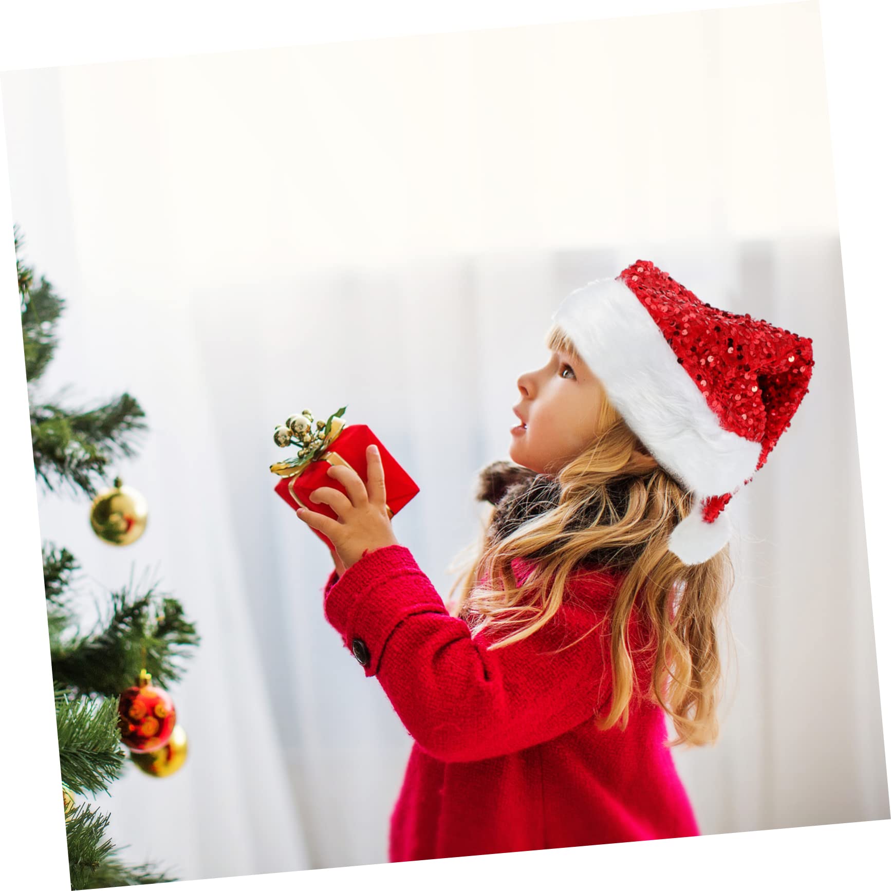 Abaodam 5stücke Merry Christmas Plüschmütze Mit Funkelnden Pailletten Rote Weihnachtsmütze Für Erwachsene Festliche Kopfbedeckung Für Partys Winterfeiern Und Besondere Anlässe