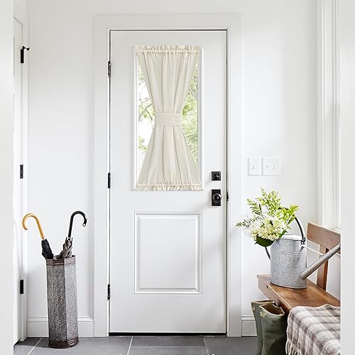 Miniatura 1 de NICETOWN Cortinas de puerta con luz lateral de 40 pulgadas de largo, textura de lino de privacidad, paneles de cortina de puerta francesa