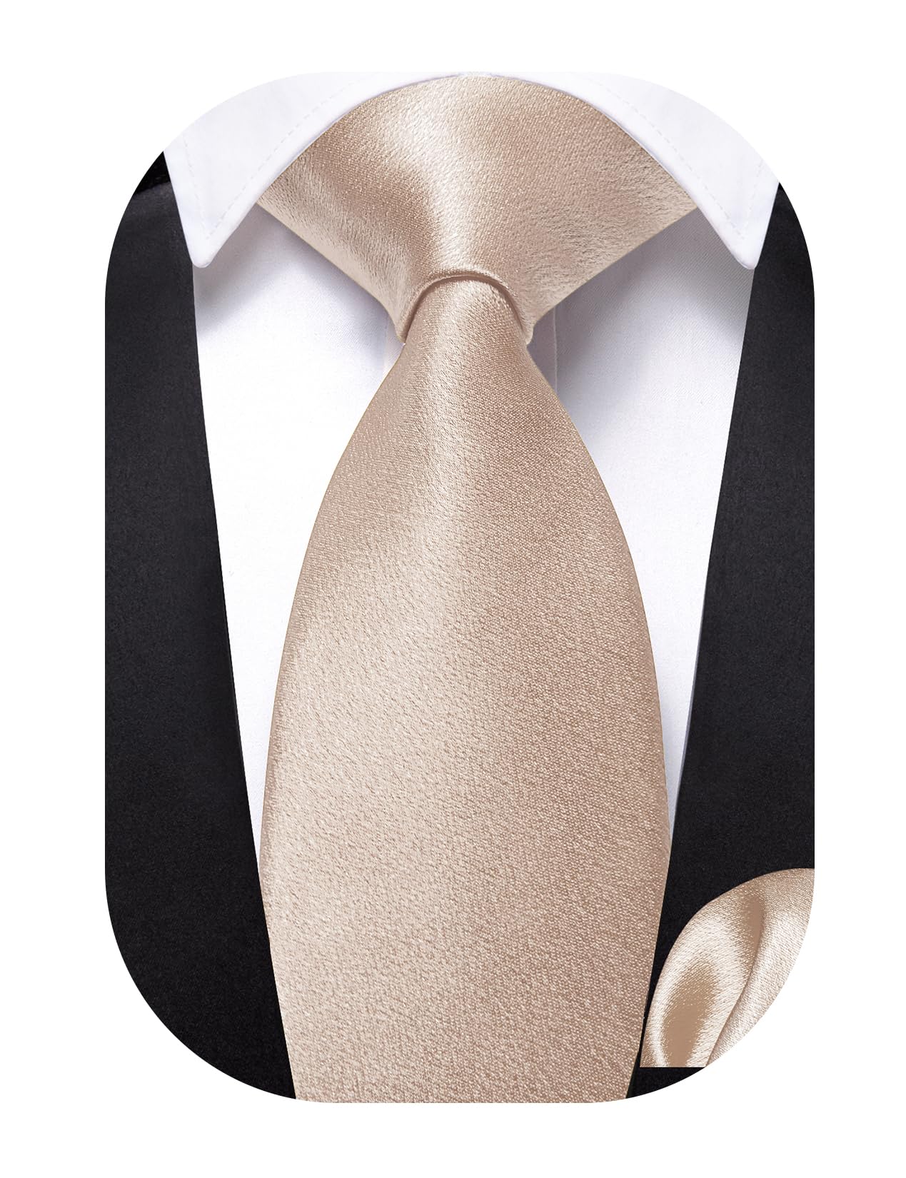 Barry.Wang Boys Ties Pre-Tied Satin Solid Color Kids Tie Pocket Square Set Adjustable Formal Necktie Graduation School