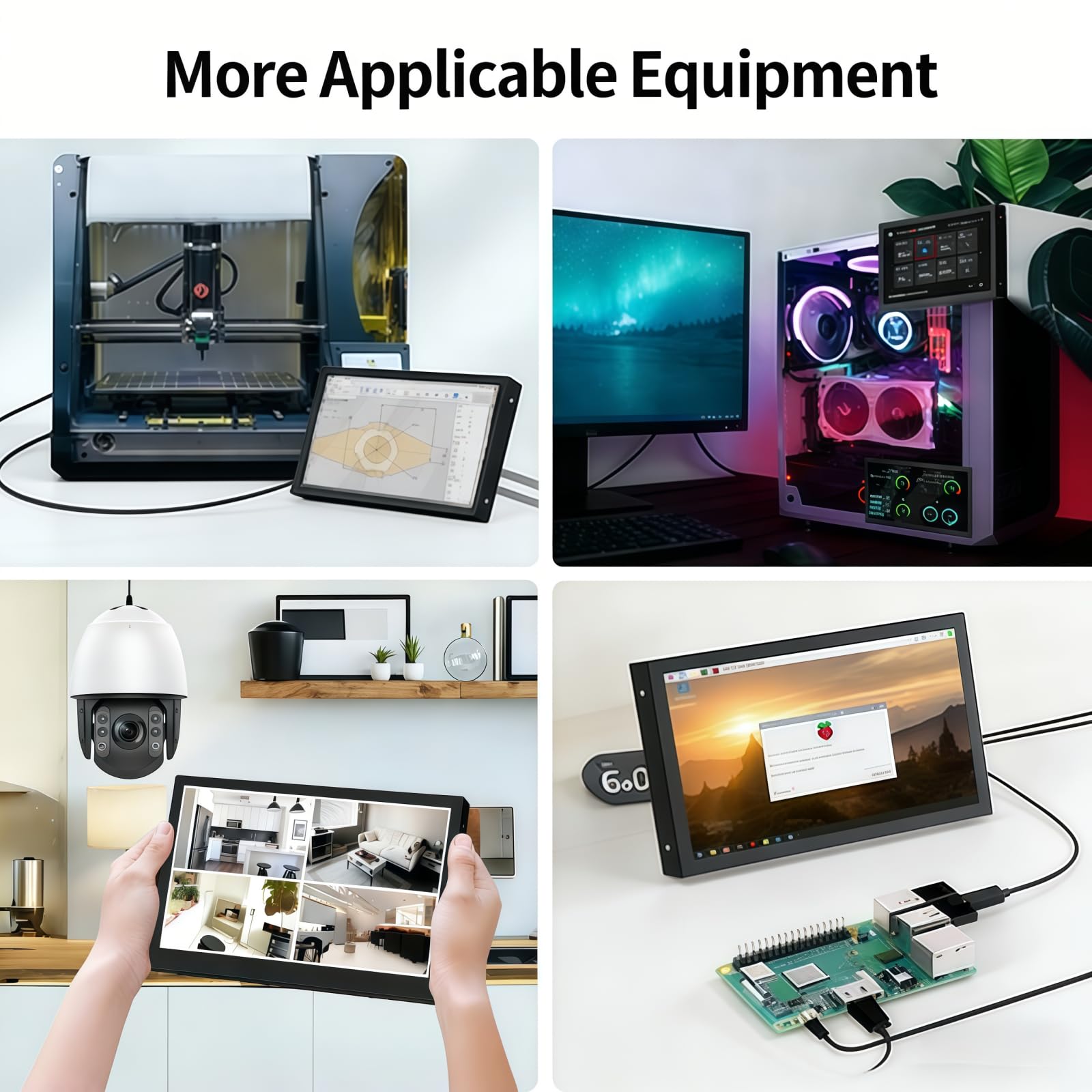 7 Zoll Tragbarer Mini Monitor 1024x600 IPS-Display mit HDMI, VGA, AV & BNC Eingängen | Eingebaute Lautsprecher | 178° Betrachtungswinkel für Raspberry Pi, PC, TV, DVD & CCTV(Ohne Touchscreen)