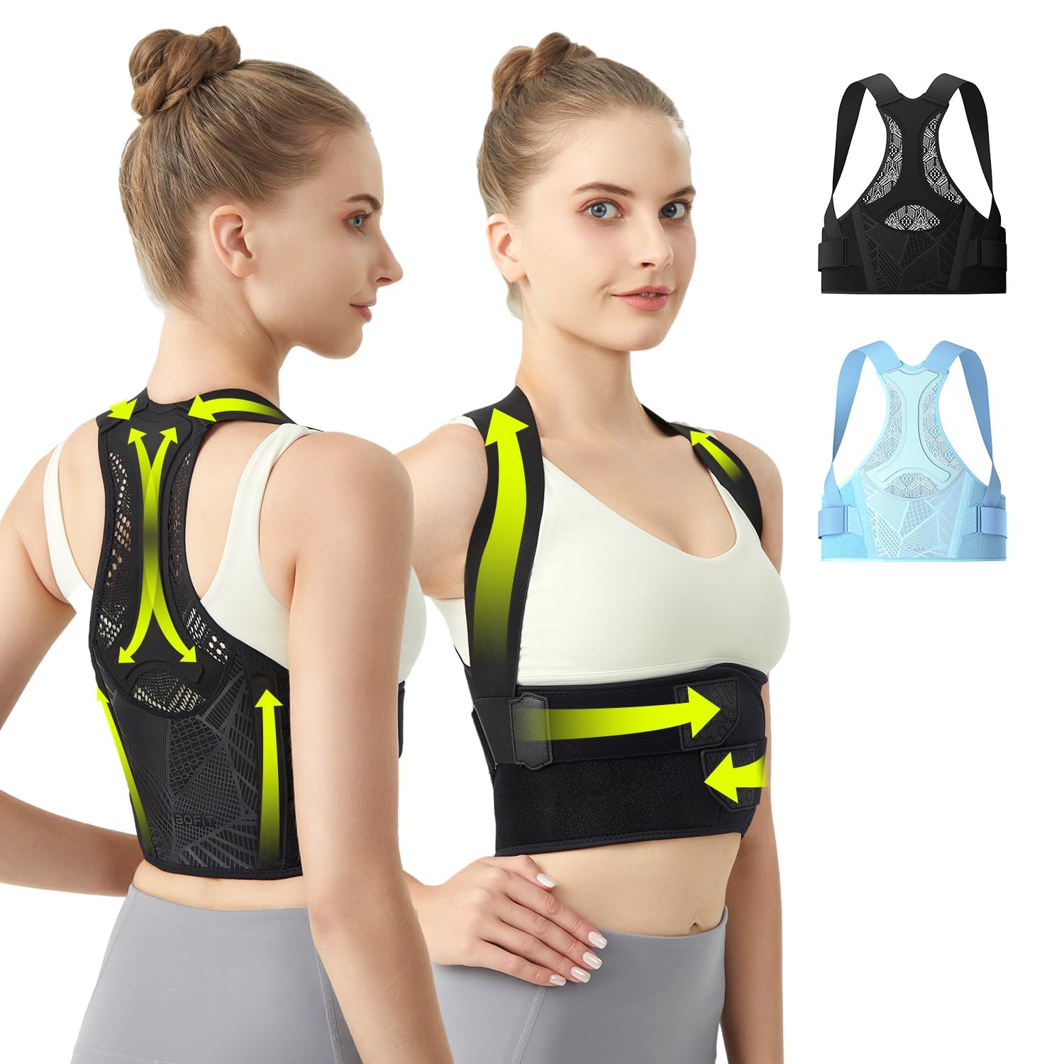 Posture Corrector for Women, Lightweight and Breathable Back Brace for Pain Relief, Rounded Shoulders and Hunchback, Compact & Portable with Fashionable Design, Invisible Under Clothes Black M