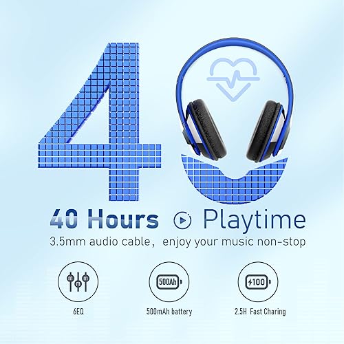 Miniatura 2 de Auriculares Bluetooth sobre la oreja, auriculares inalámbricos plegables 6S con 6 modos de ecualización, 40 horas de reproducción, auriculares