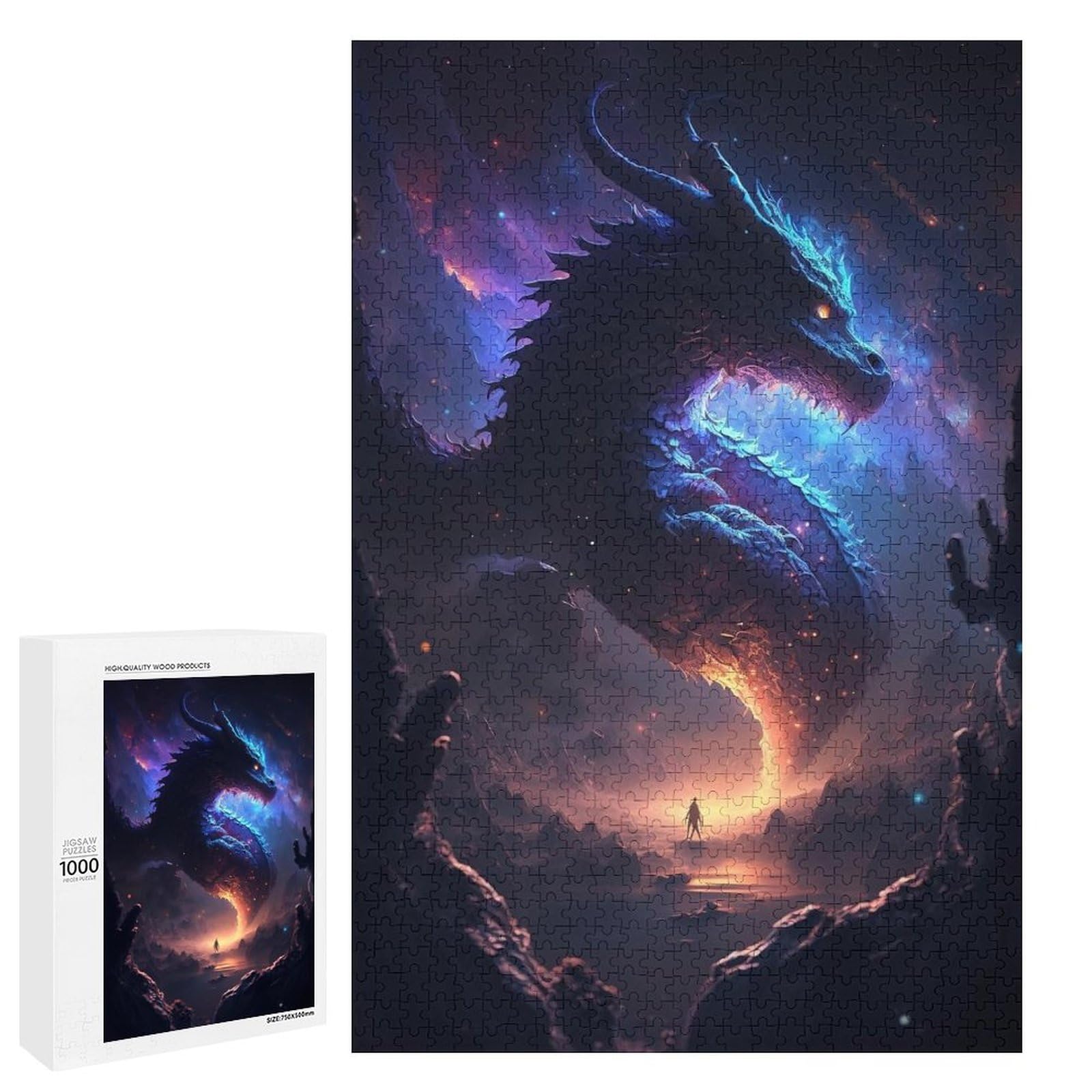 Jigsaw Puzzles 1000 Pieces for Adults, Dragon Puzzle, Fun Oil Painting Dragon Puzzles for Education & Relaxation, Brain IQ Developing, Funny Woodiness Puzzles for Christmas