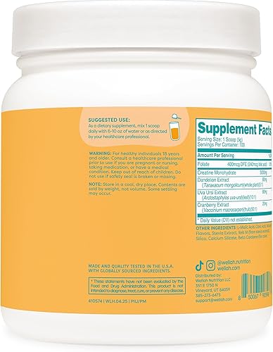 Miniatura 44 de Wellah Creatina para mujer - Monohidrato de creatina con diente de león y extracto de arándano (50 porciones, sandía granizado)