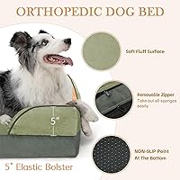 Vista 406 de Comfort Expression Cama ortopédica para perros extra grandes de 45 x 35 pulgadas, cama para mascotas XL de espuma tipo caja de huevos impermeable