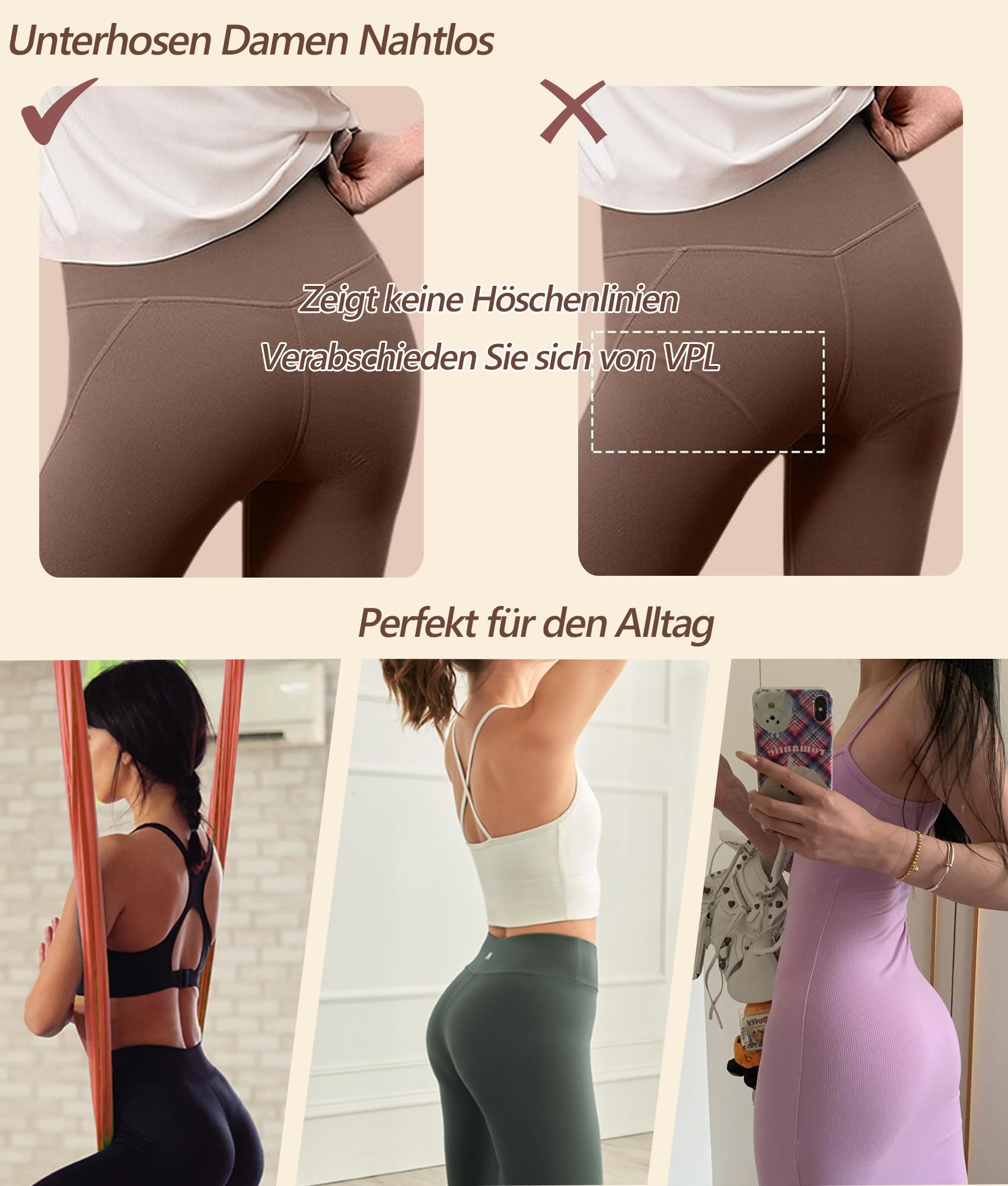 ALL OF SHE 6er Pack String Tanga Damen Nahtlose Unterwäsche Frauen Sexy Unterhosen Damen Spitze Seamless V-Waist Dessous Thong Mehrpack S-XL