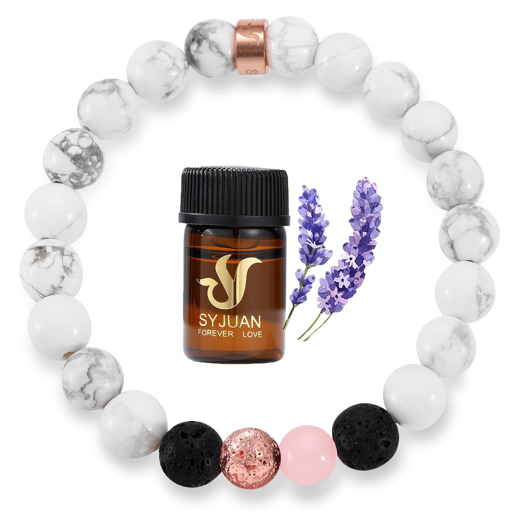 Lavender Essential Oil Aromatheraphy Diffuser Lava Rock Beaded Bracelets Relaxation Gift for Women