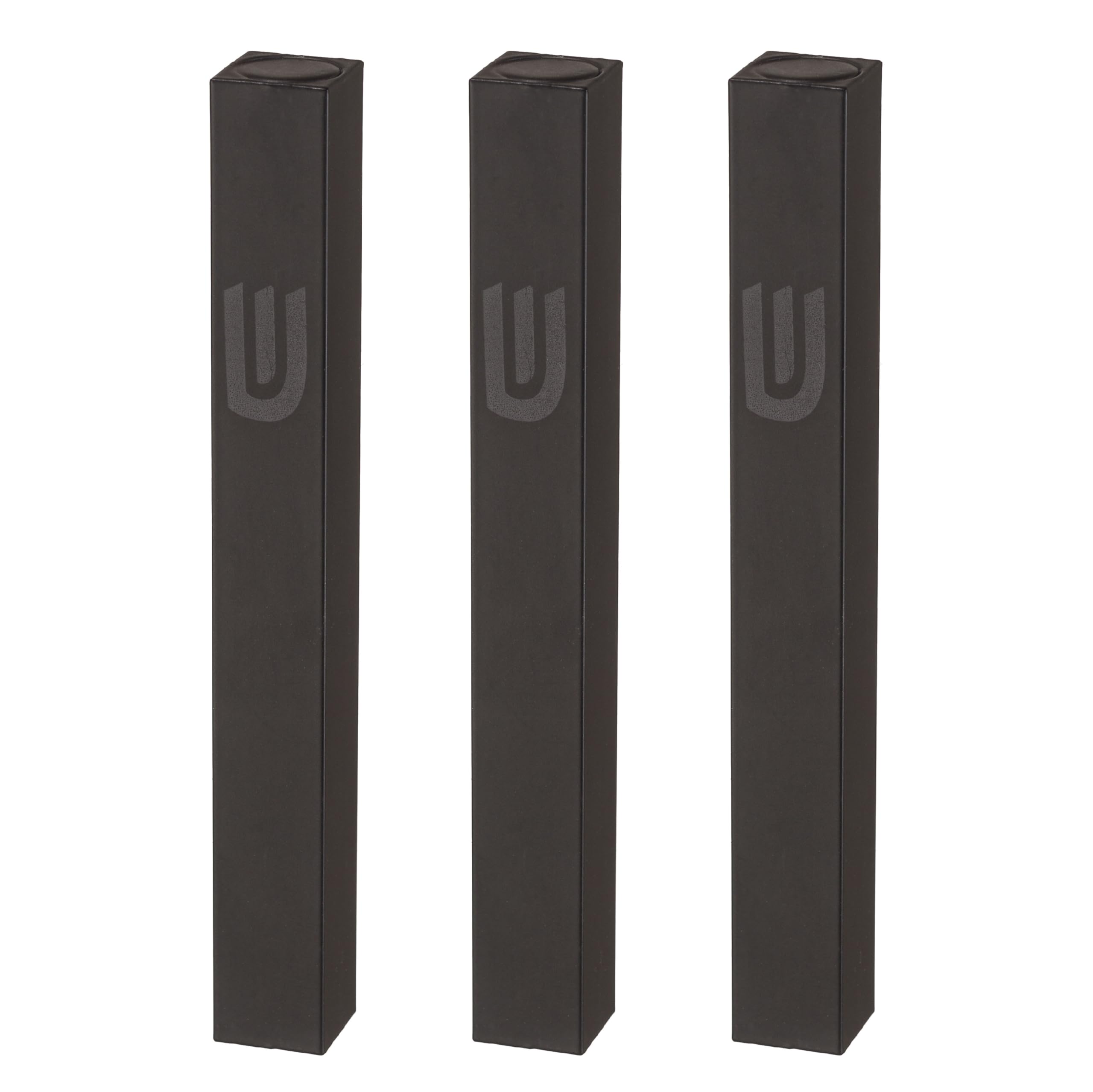 MASORET 3* Aluminum Mezuzah Case - Black Matte Tone Modern Design 5" 12cm Hebrew Parchment Scroll Case