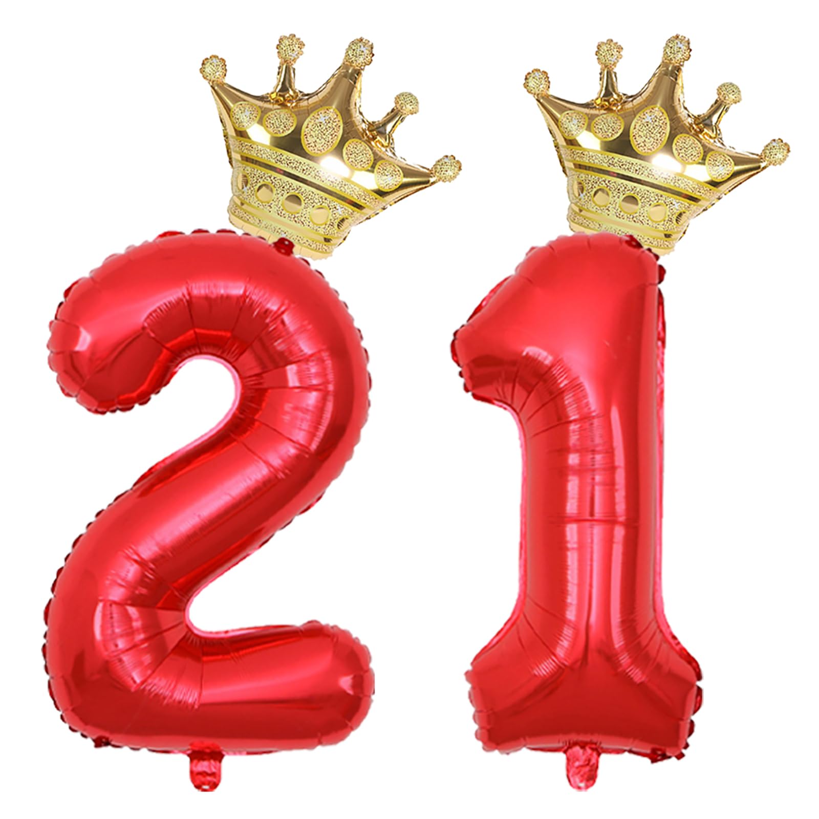40 Inch Gold Crown Number 21 Balloons, 21th Birthday Balloons for Men Women, Red 21th Celebration Decor Happy 21th Birthday Party,21th Birthday Party