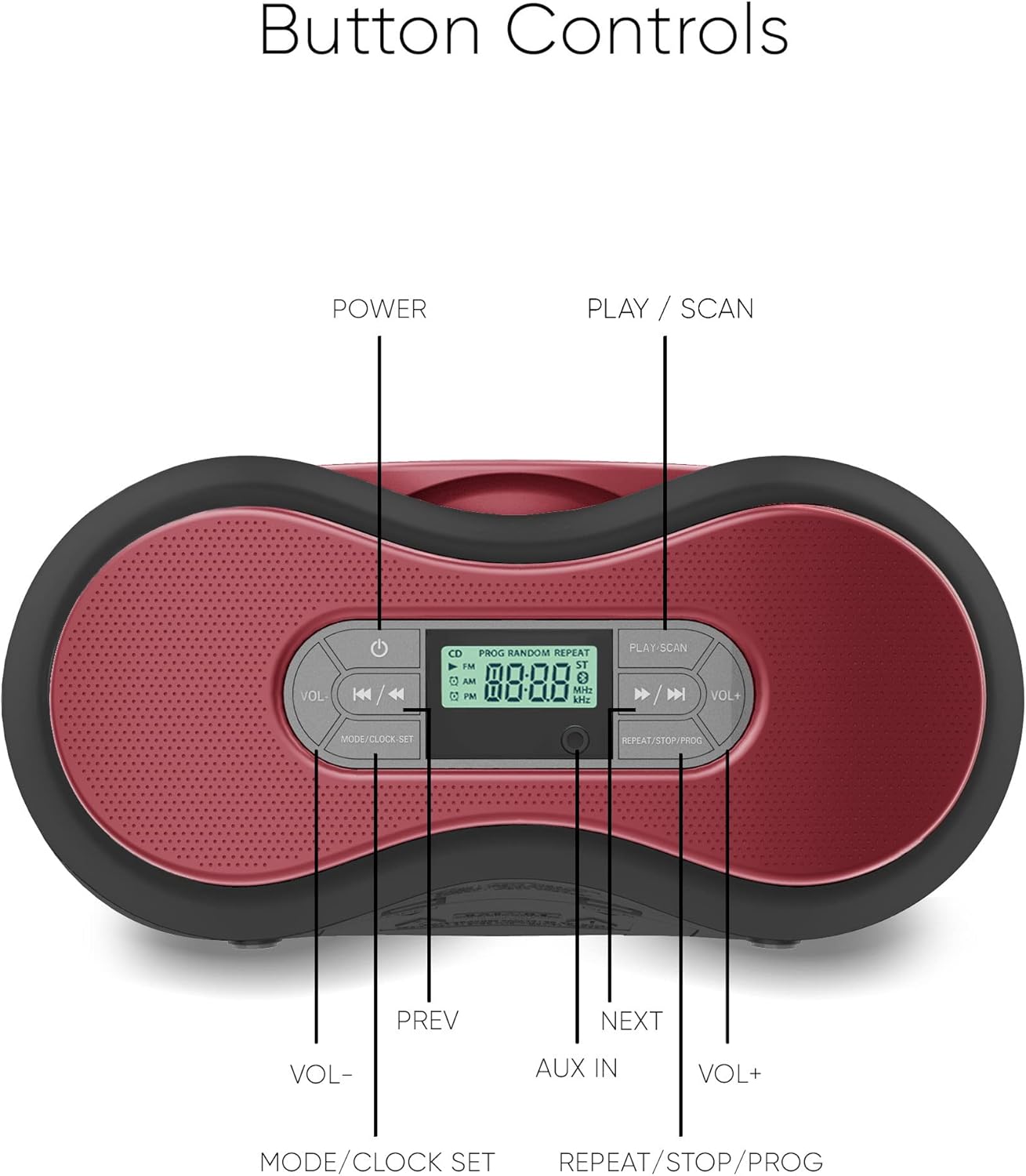 Core Innovations Portable Bluetooth CD Boombox with Digital FM Radio