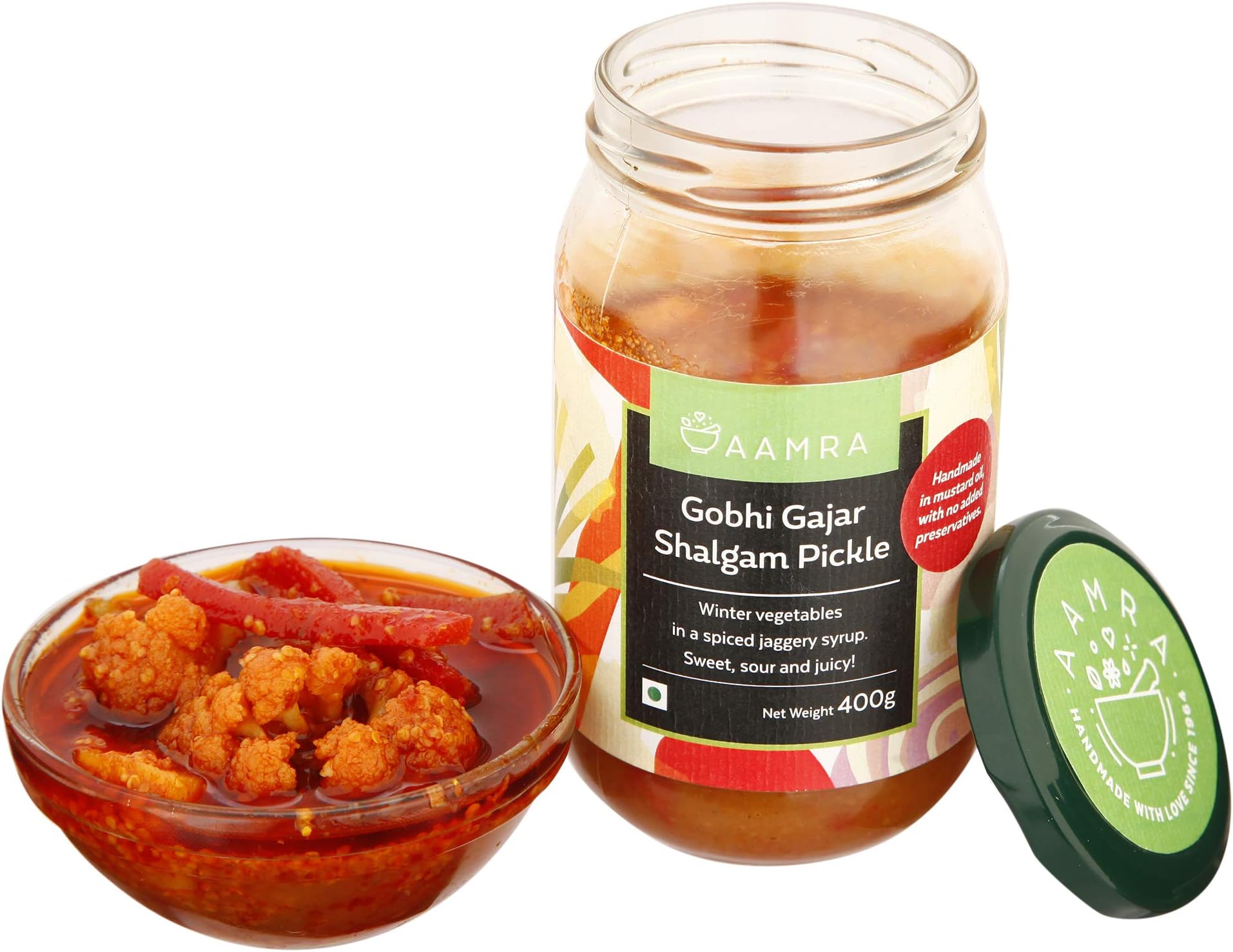 NSK Aamra Homemade Gobhi Gajar Shalgam Pickle 400g (No preservatives)