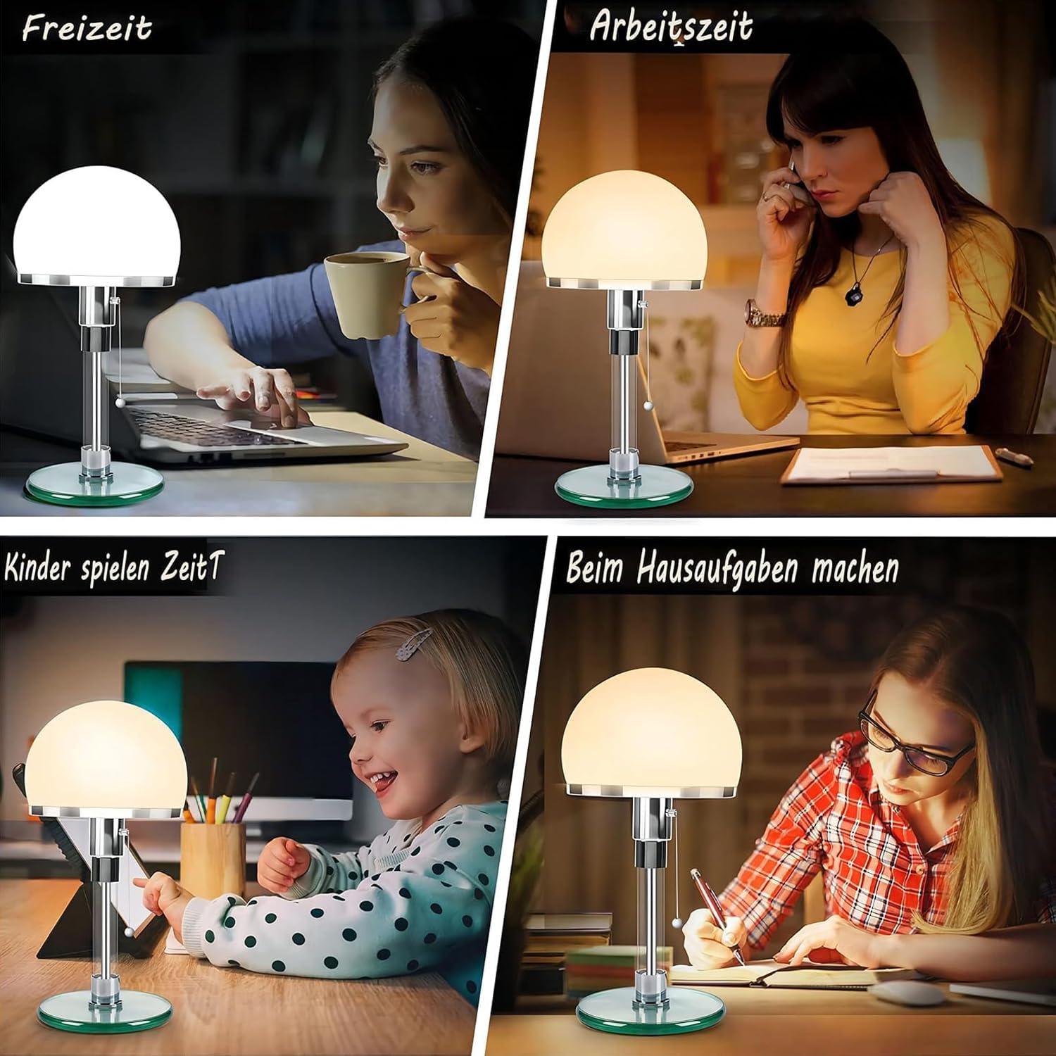 Nordische Moderne LED-Tischlampe Schreibtisch-Leselampe Schlafzimmer-Nachttischlampe -Bauhaus-Pilzlampe mit 3 Helligkeitsmodi für Wohnzimmer und Ristoranti