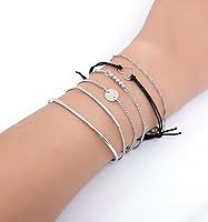 Vista 2 de Juego de brazaletes Xocartige para uso escalonado, con cuentas variadas, ajustables