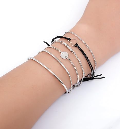 Miniatura 2 de Juego de brazaletes Xocartige para uso escalonado, con cuentas variadas, ajustables