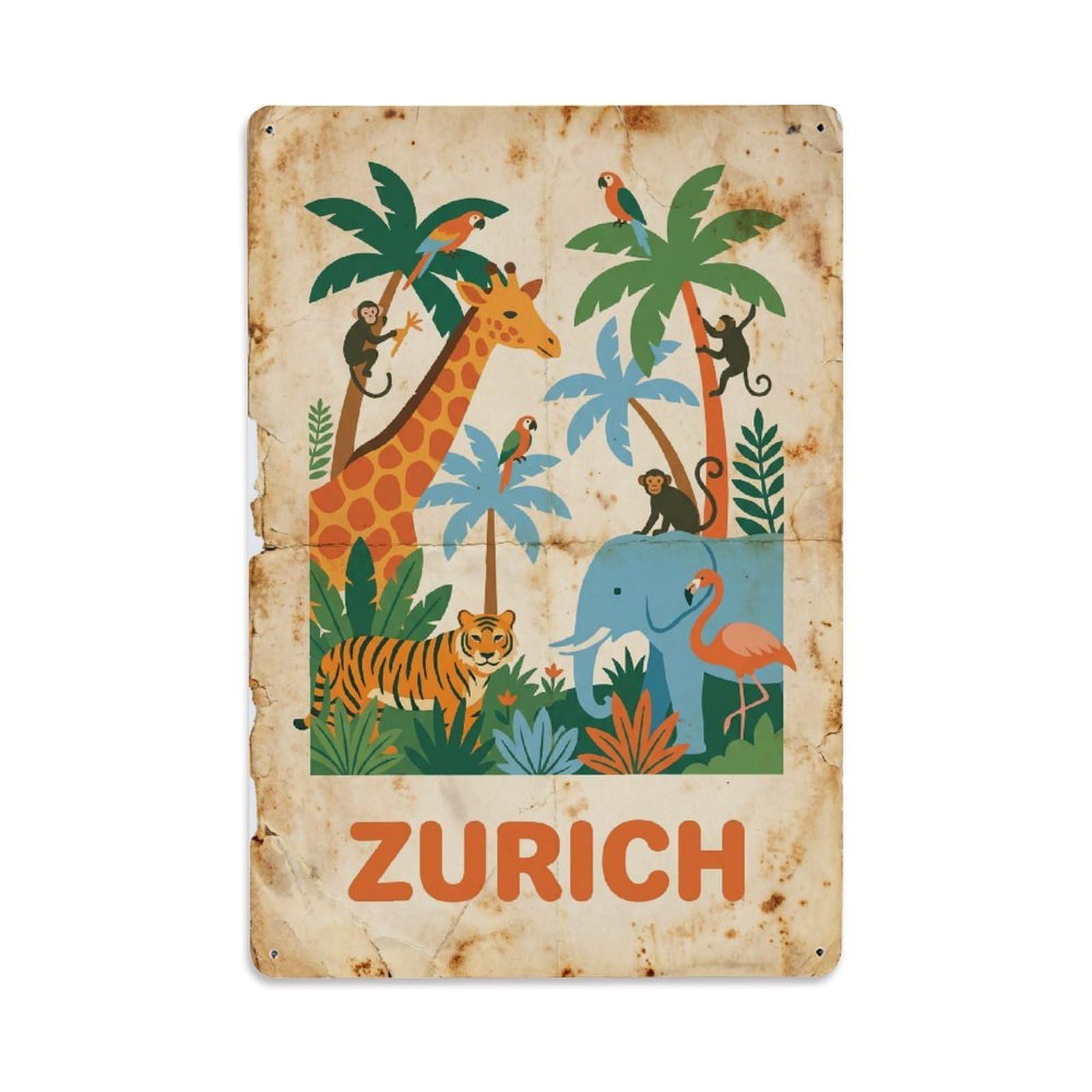 Este 8X12inch Style Vintage Travel Zurich Switzerland Trendy Metal Tin Sign