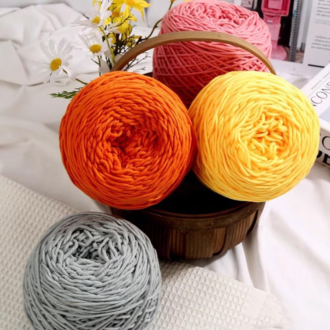 przędza dziewiarska, 6 kolorów przędzy do szydełkowania, 8-warstwowe tufting, nić haftu o grubości 5 mm, kulka 195 g(H)