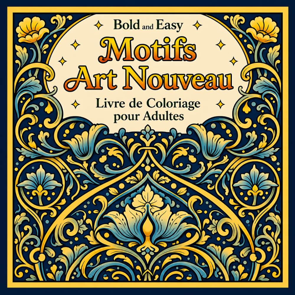 Bold and Easy Motifs Art Nouveau: Livre de Coloriage pour Adultes avec Ornements Décoratifs et Motifs Répétitifs Relaxants