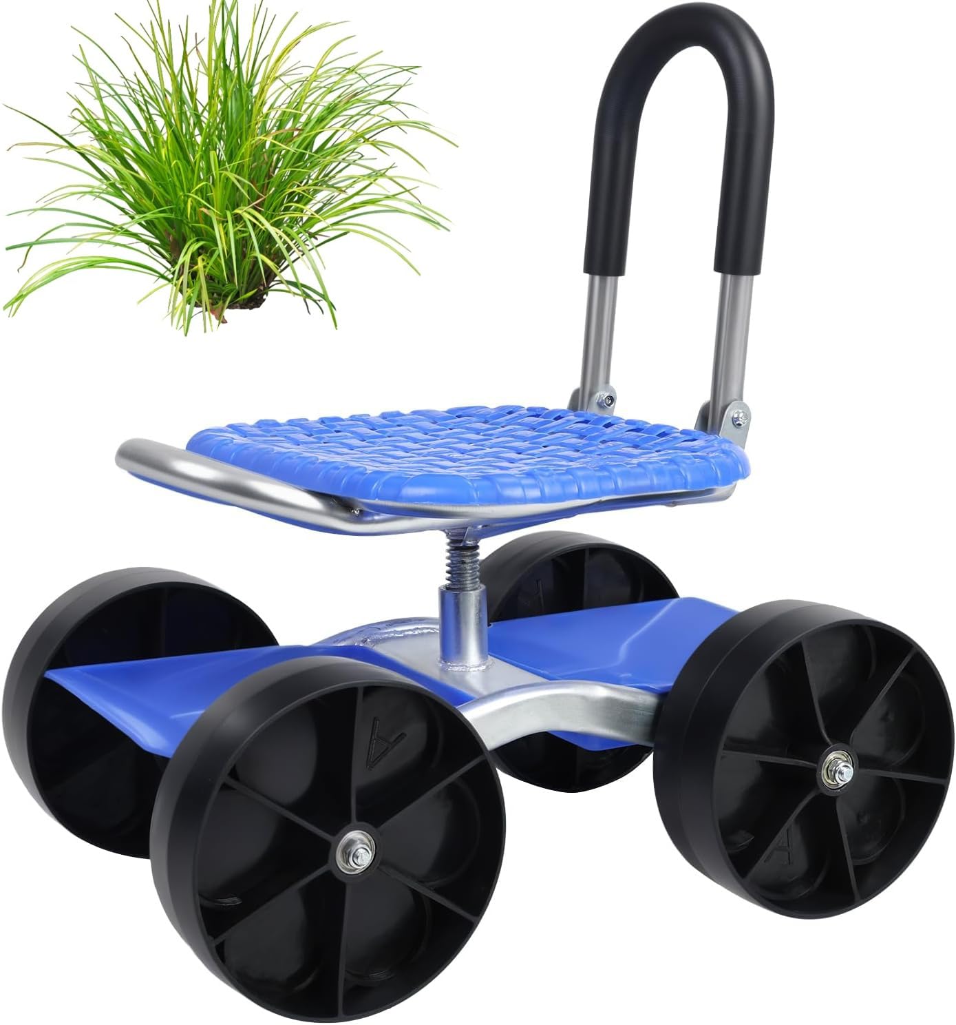 Tabouret de jardin à roulettes pivotant à 360° réglable en hauteur