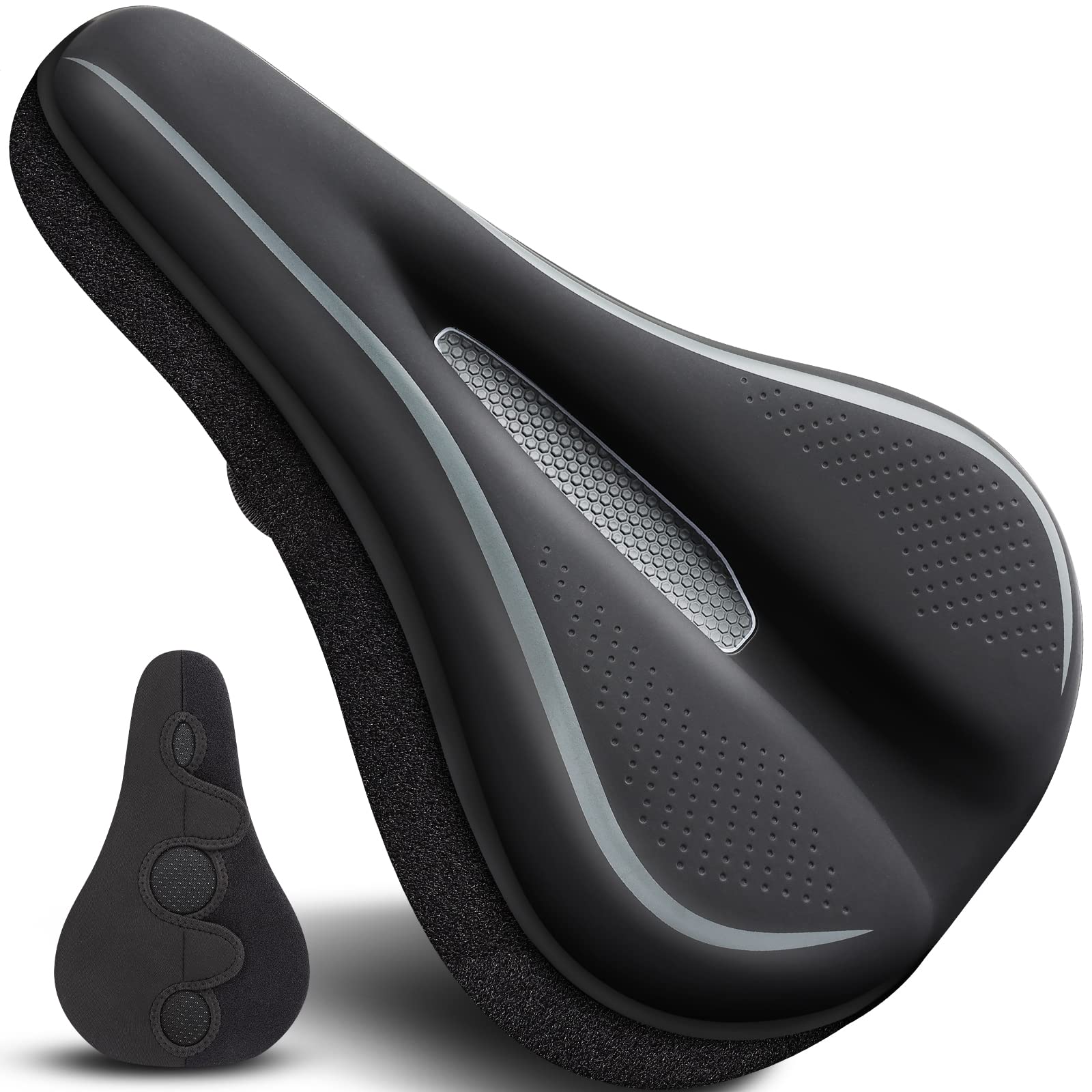 Housse de selle de vélo en gel : housse de siège confortable pour homme et femme, compatible avec Peloton, exercice stationnaire, siège de vélo Cruiser ou vélo spin (27,9 x 17,8 cm)