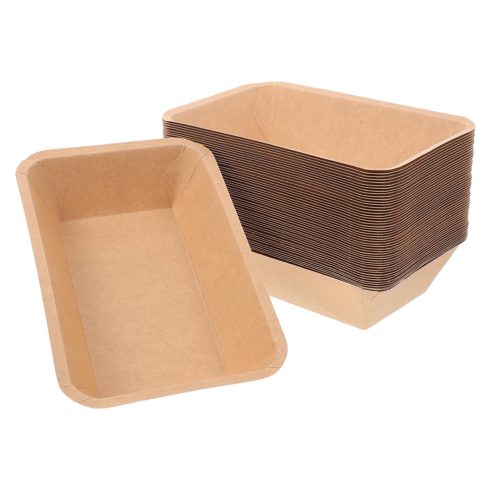 Plateaux en papier kraft rectangulaires jetables polyvalents lot de 50