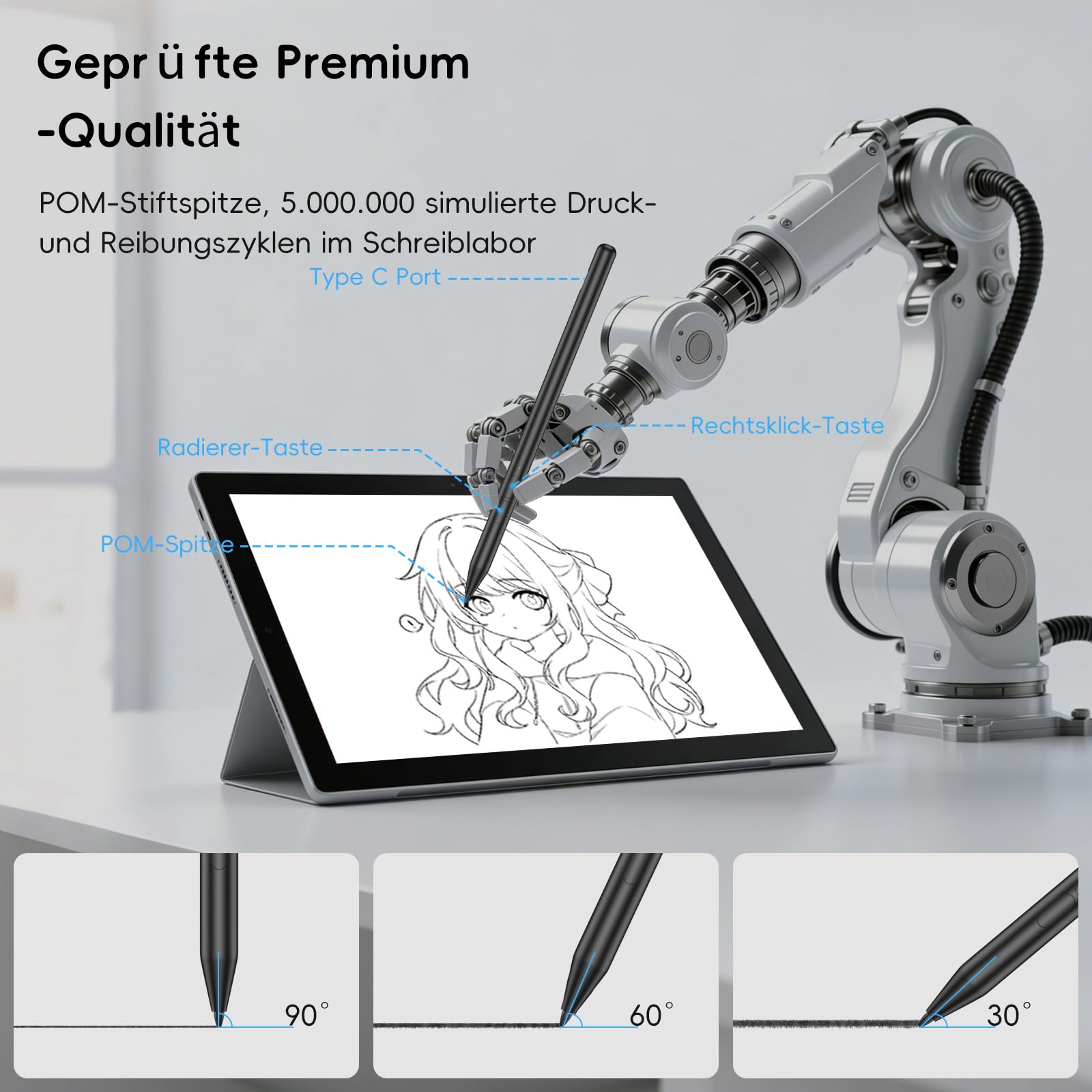 Stylet pour Surface, Stylet Stylus avec Une autonomie de 2500 Heures pour Microsoft Surface Pro 11 X/9/8/7/6/5/4/3, Surface Go/Book/Laptop/Studio/Duo 1/2/3/4, sensibilité à la Pression de 1024