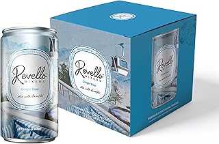 Revello Mixers Ginger Beer - Mixer Infused with Electrolytes, Antioxidants, Vitamins & Minerals - Low Sugar & Calories - Premium Beverage for Crafted Cocktails & Mocktails - 8 fl oz (Pack of 4)