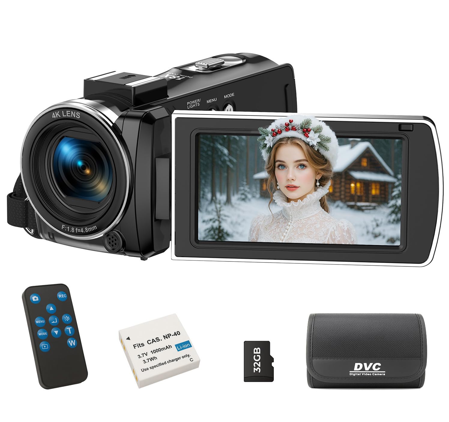 FIREFOTO Videokamera 4K 64MP Camcorder für YouTube, Video Kamera 18X Digitalzoom 3,0
