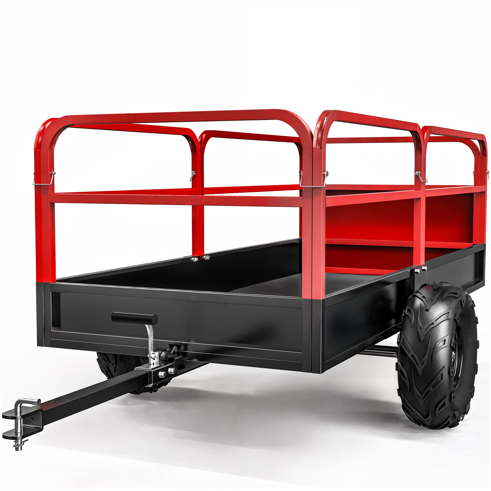 YITAMOTOR ATV Dump Trailer,Heavy Duty Tow Behind Dump Cart,Capacity 1500lbs, 15 Cu.Ft.,Study Yard Garden Trailer for Pull Behind Lawn Mower Tractor,
