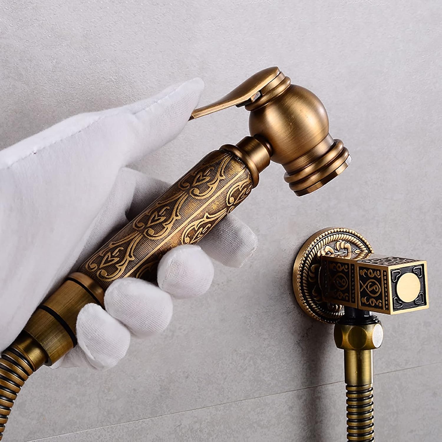 Handheld Bidet Sprayer for Toilet, Antique Brass Cloth Diaper Sprayer Kit Wall Mounted Bidet Sprayer Set Single Handle Toilet Bidet Sprayer Kit with 150Cm Shower Hose,Typ (Type B)